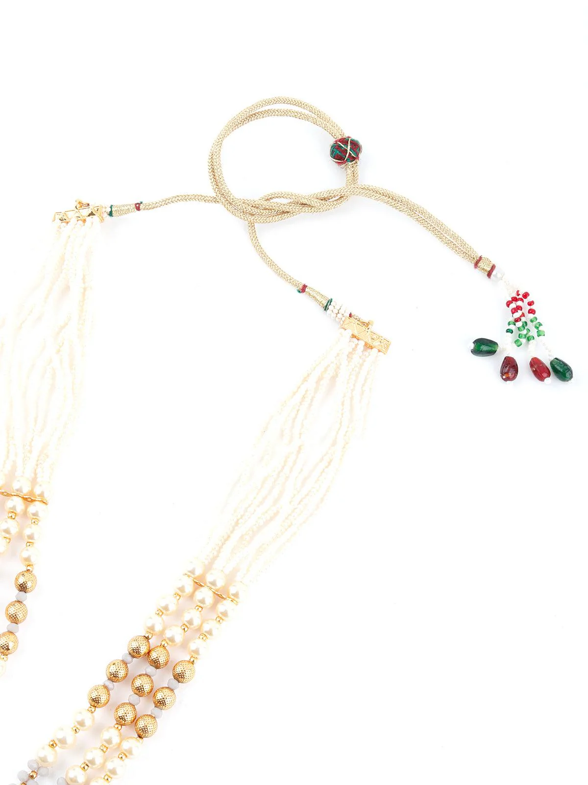 Odette Women Traditional Multilayered Slate Grey Necklace Set - Image 5