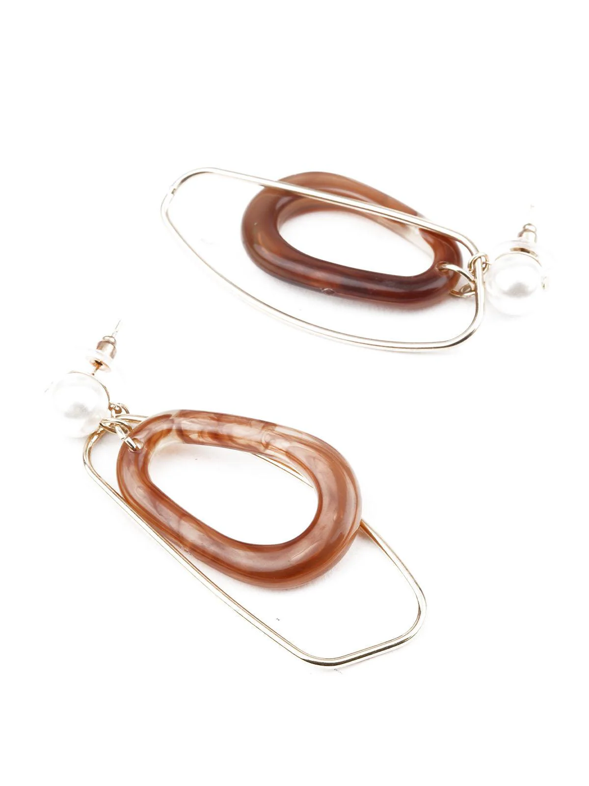 Odette Women Trendy Gold And Brown Hoop Earrings - Image 2