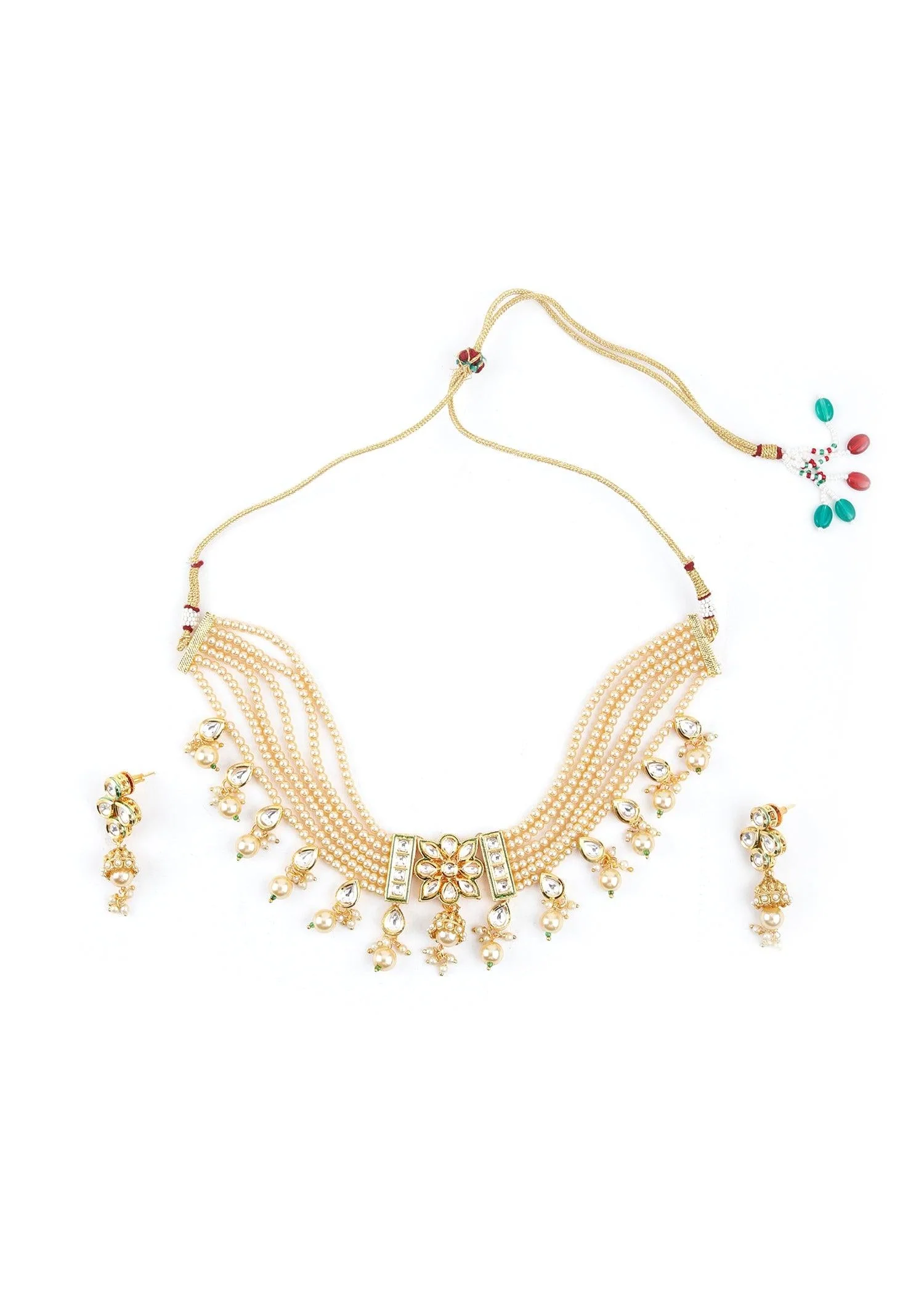 Odette Women Trendy Off-White Pearl Choker Set - Image 3