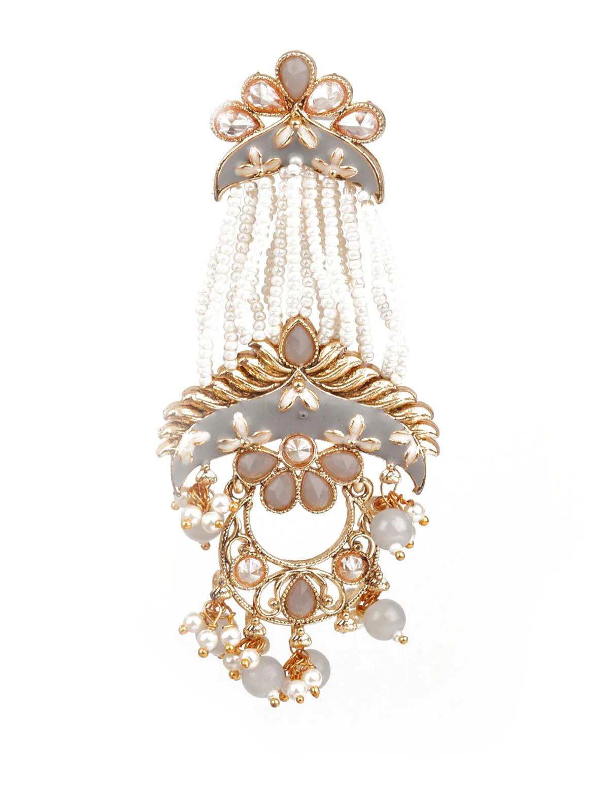 Odette Women Trendy White And Grey Dangle Earrings - Image 2