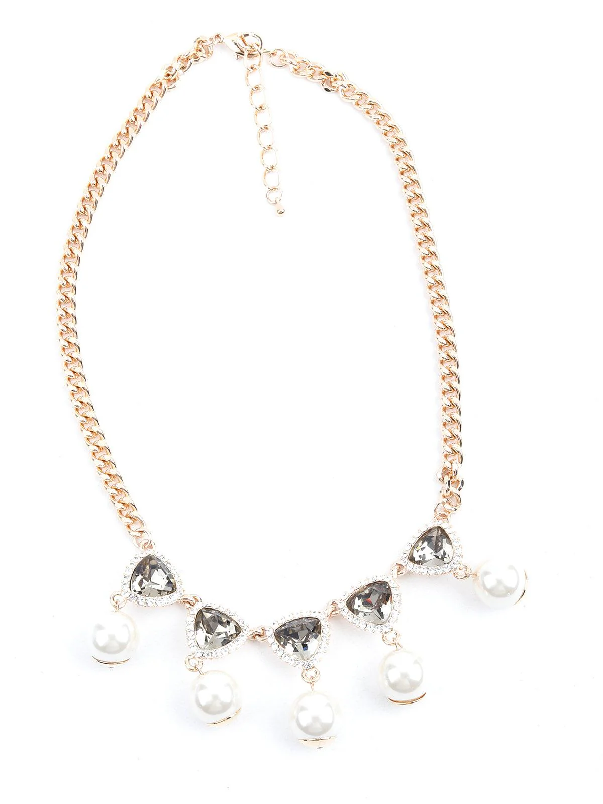 Odette Women Trilliant Crystal And Pearl Charm Necklace - Image 3
