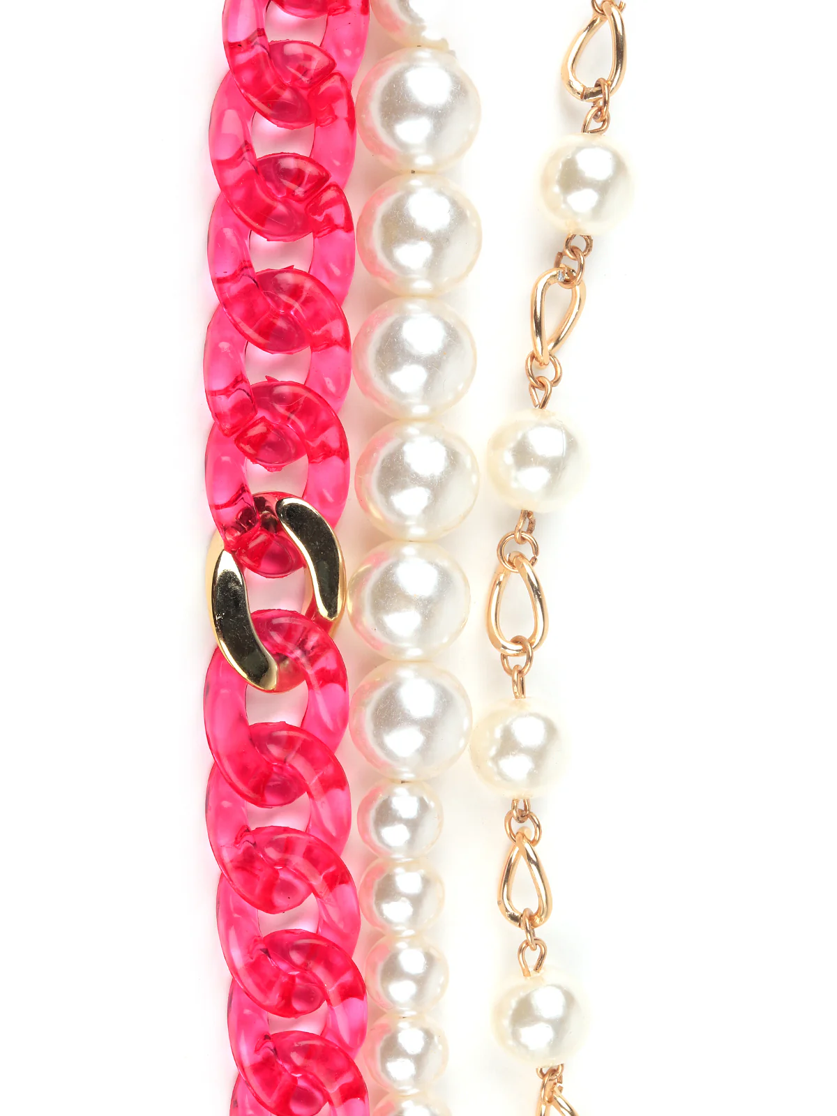 Odette Women Triple Layered White And Pink Neck Piece - Image 5