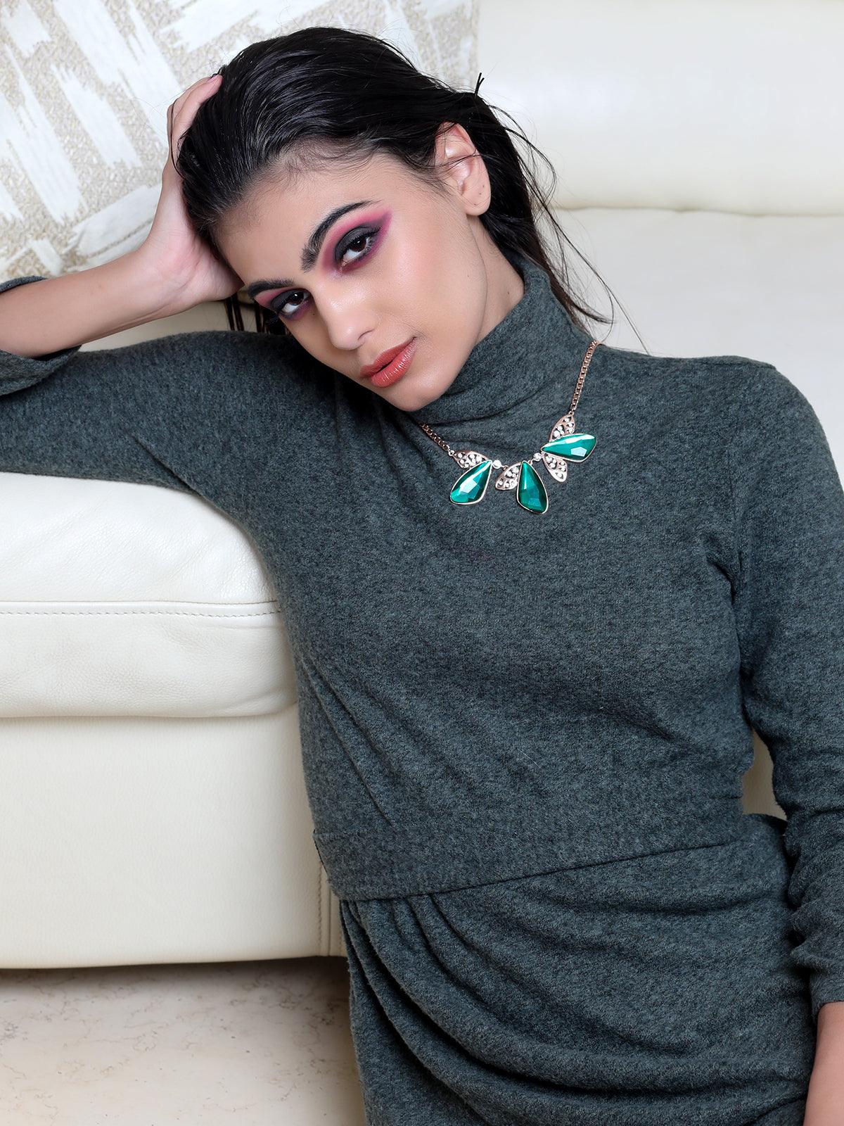 Odette Women Turquoise Metal Necklace - Image 2