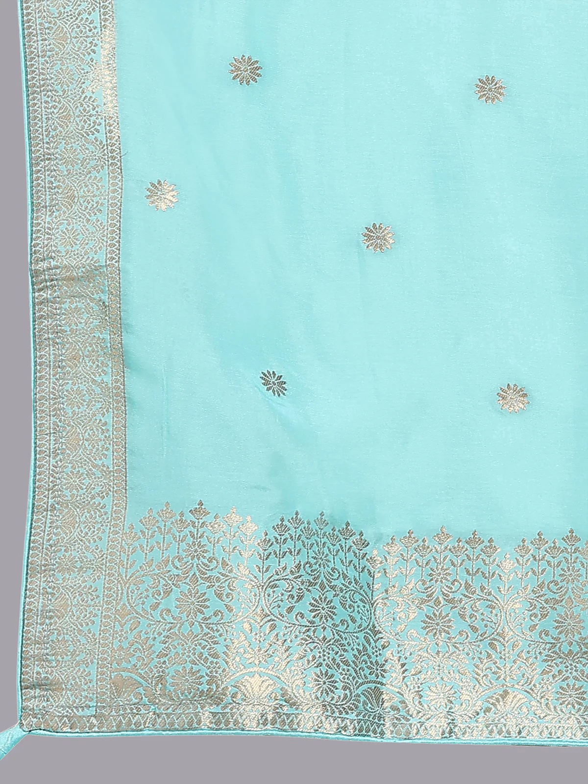 Odette Women Turquoise Viscose Embroidered Stitched Kurta Set - Image 6
