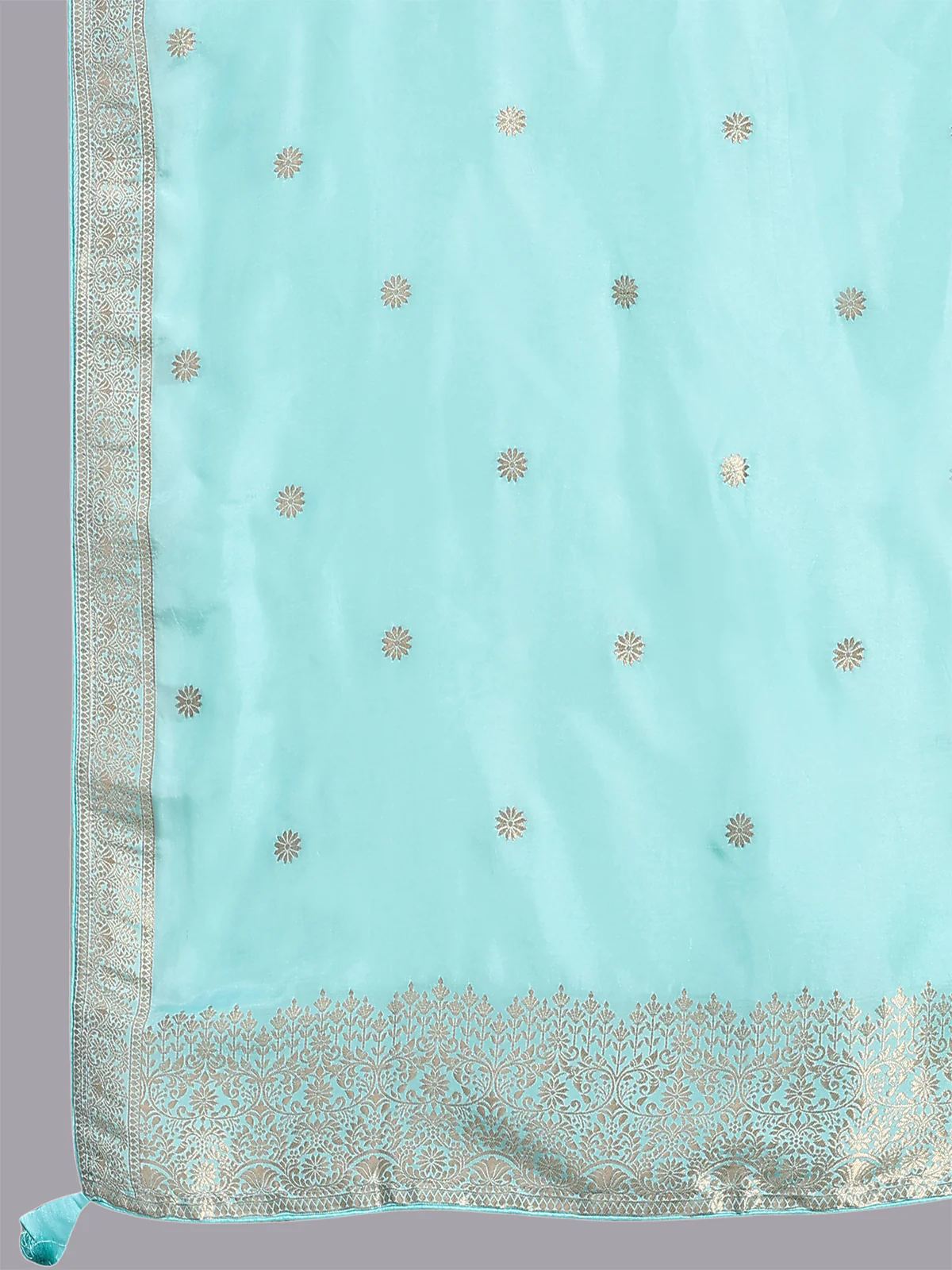 Odette Women Turquoise Viscose Embroidered Stitched Kurta Set - Image 5