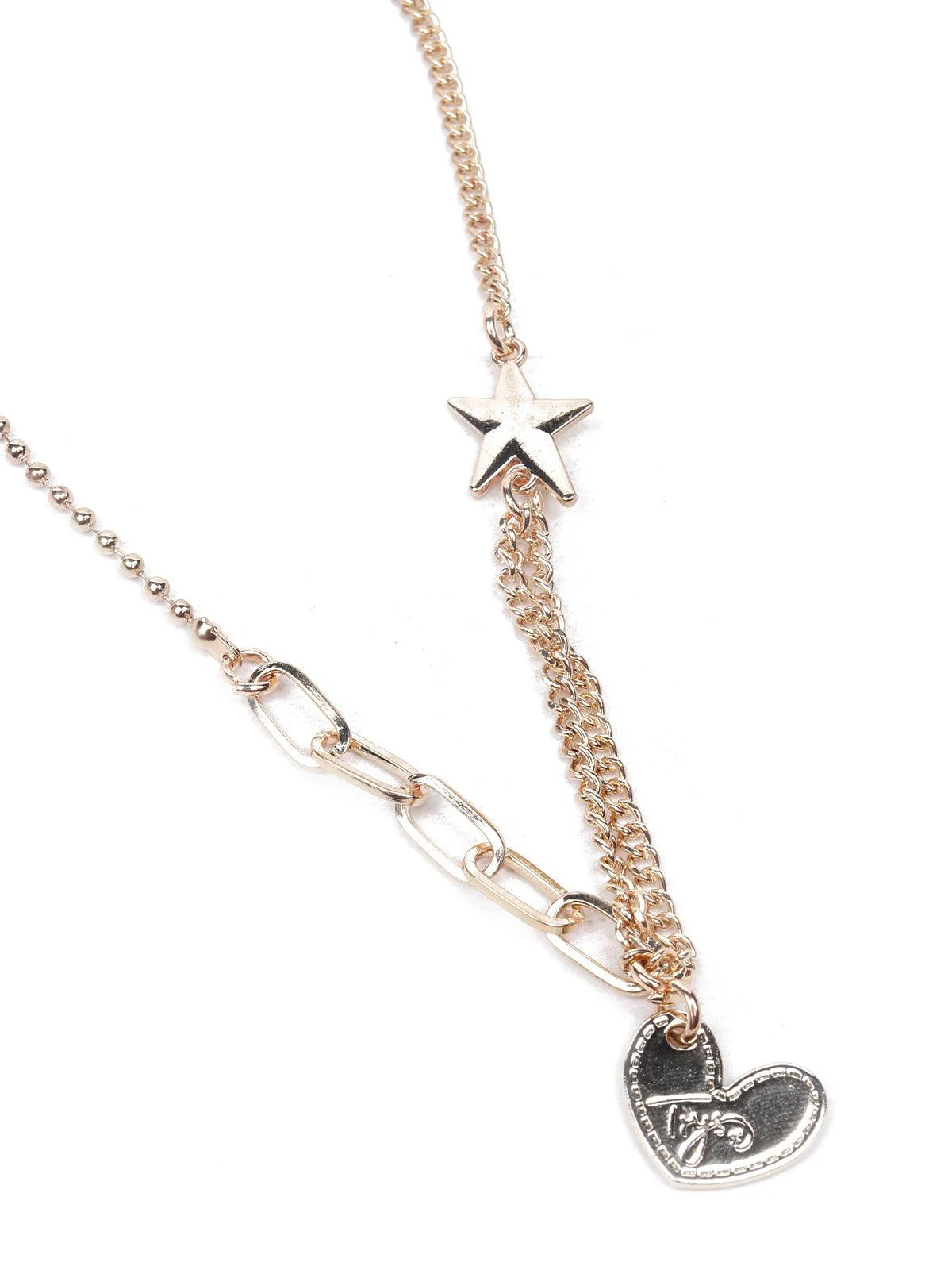 Odette Women Multicolour Two-Piece Necklace With A Heart-Shaped Metal Pendant - Image 7