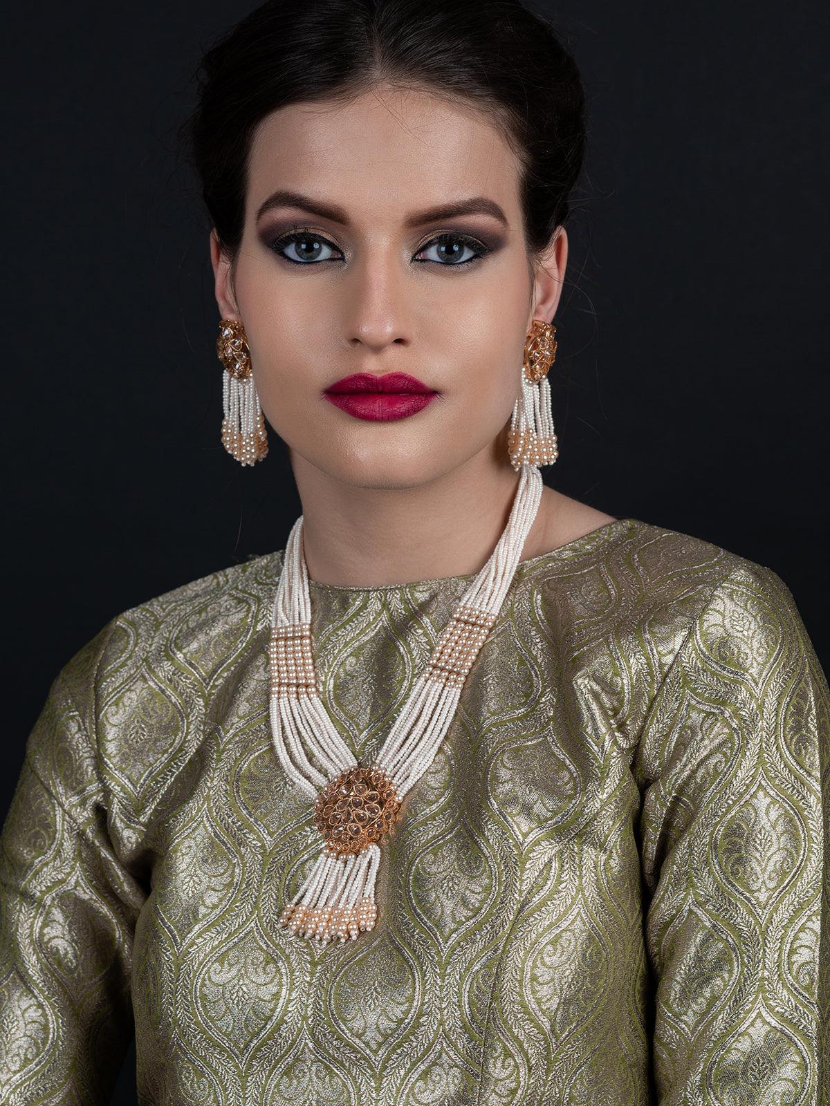 Odette Women Typical Faux Pearl Necklace With Earrings - Image 2
