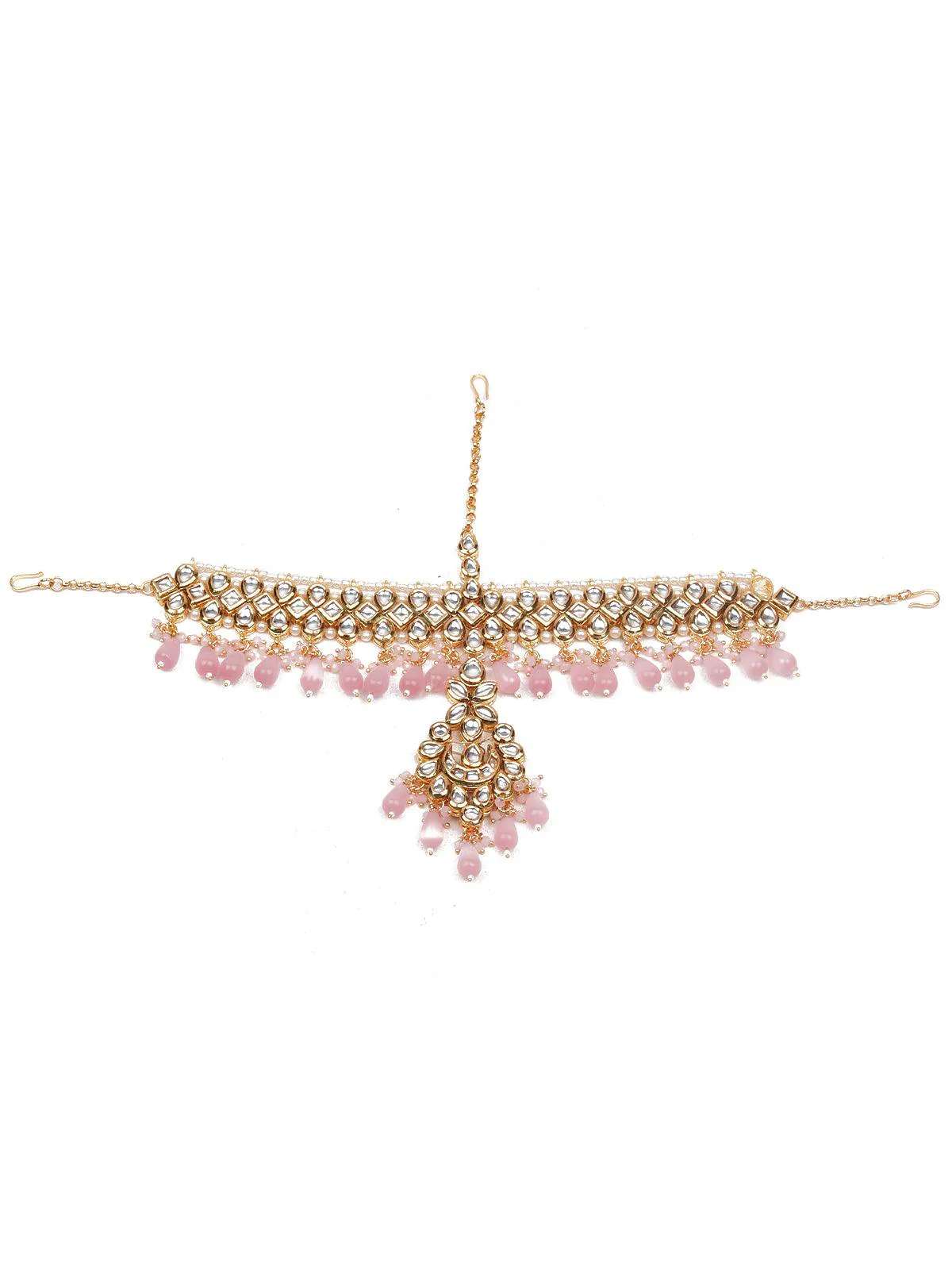 Odette Women Unique Heavy Pink Maangtikka - Image 3