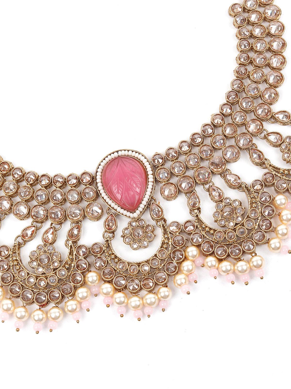 Odette Unique Gold And Pink Queensy Choker Set For Women - Image 4