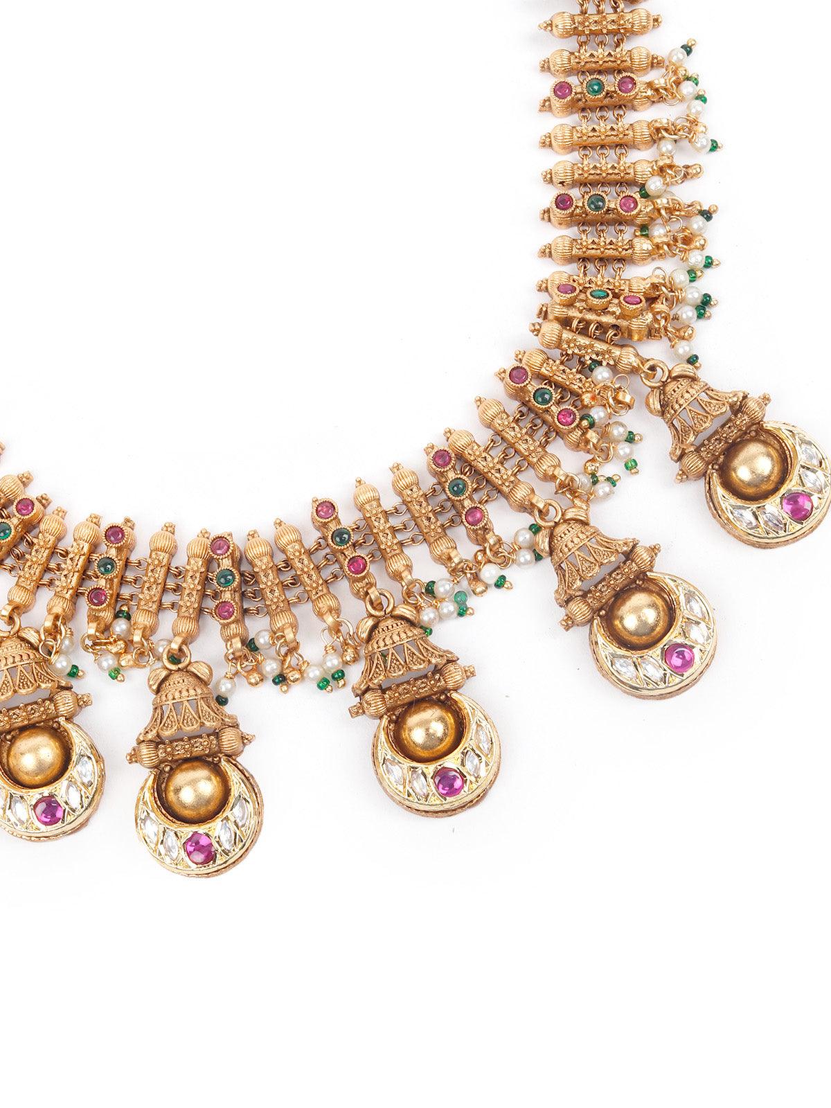 Odette Unique Gold Studded Choker Set For Women - Image 5