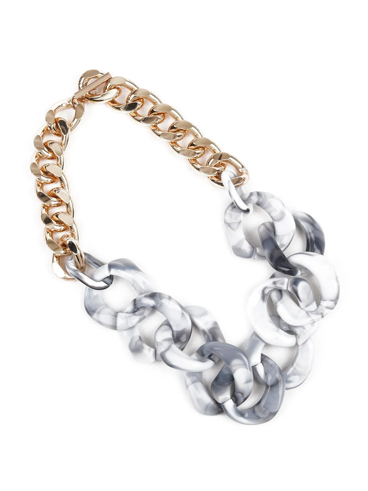 Odette Women Unique Grey And Gold Chain Neck Piece - Image 2