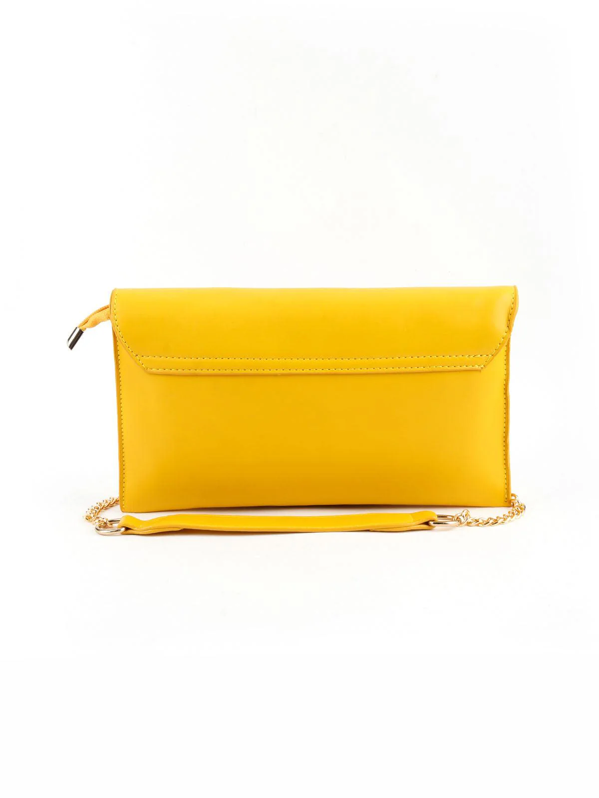 Odette Women Unique Yellow Textured Envelope Handbag - Image 5
