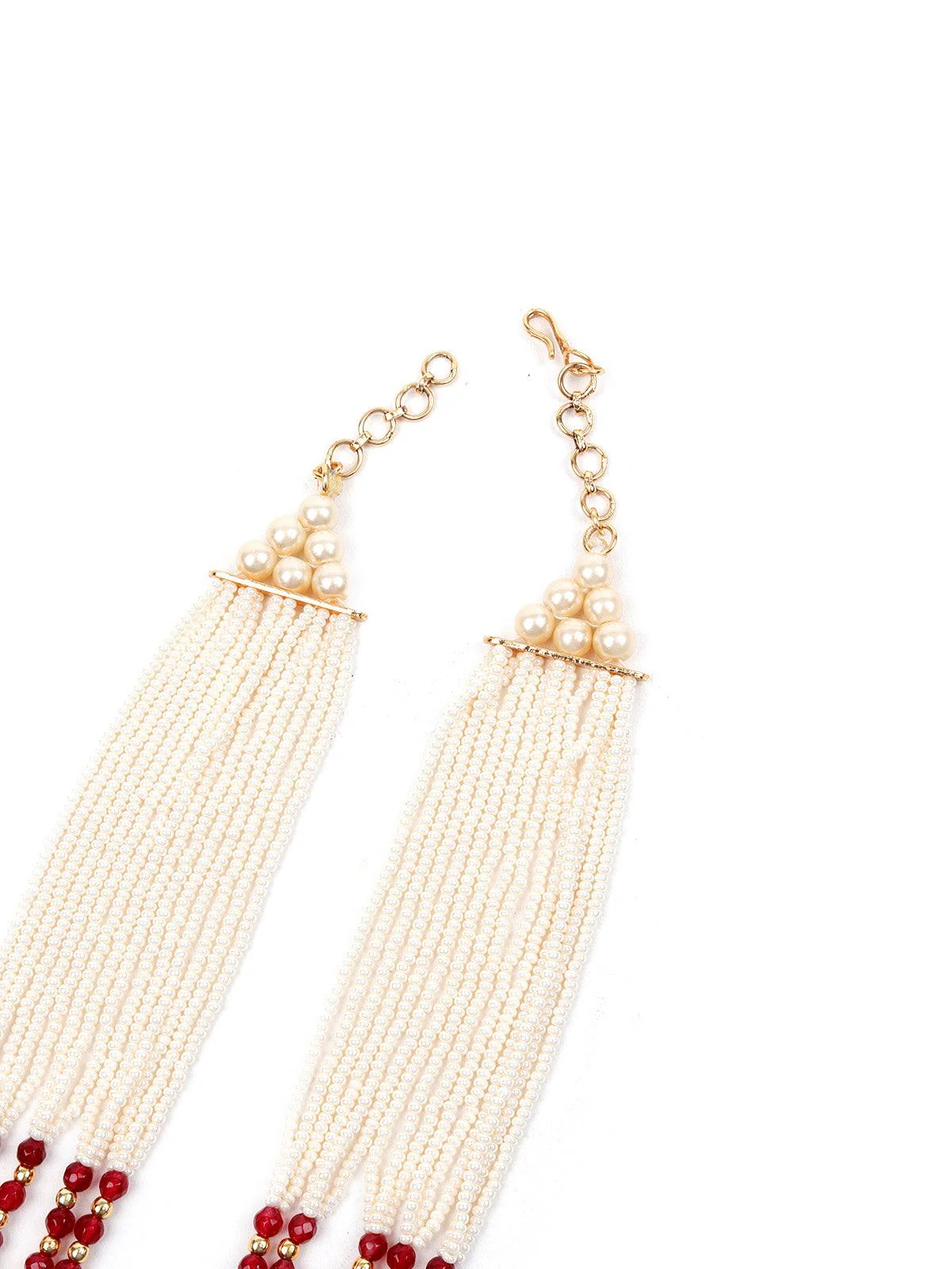 Odette Unique White And Gold Traditional Necklace Set For Women - Image 5