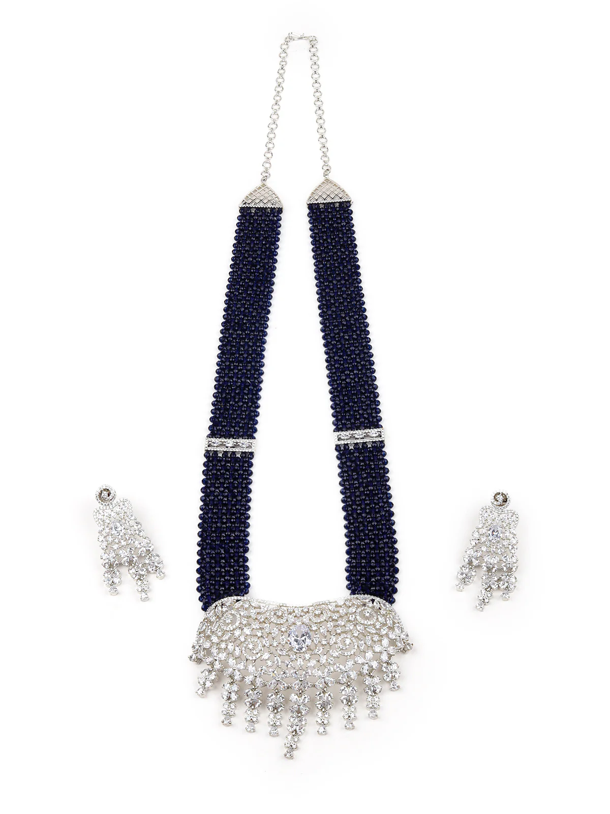 Odette Women Very Victorian Dark Blue Long Necklace Set - Image 3