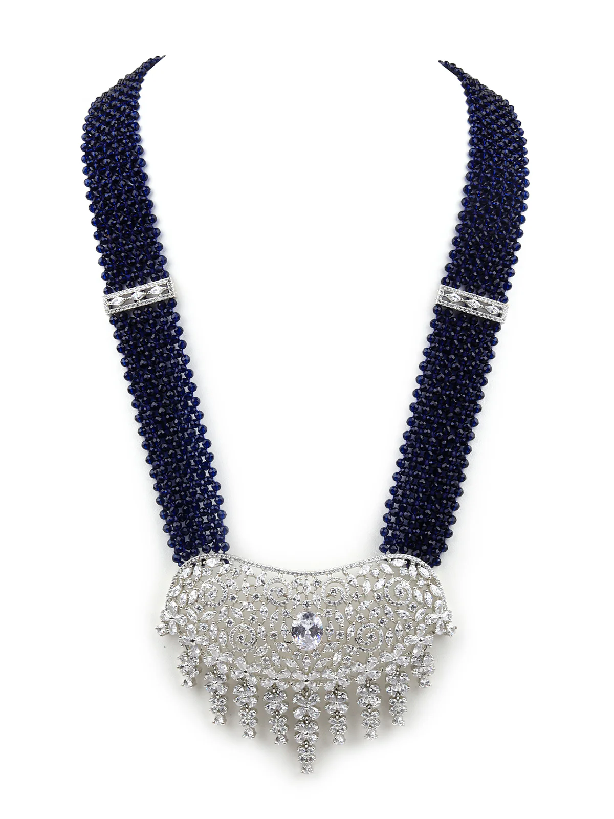 Odette Women Very Victorian Dark Blue Long Necklace Set - Image 4