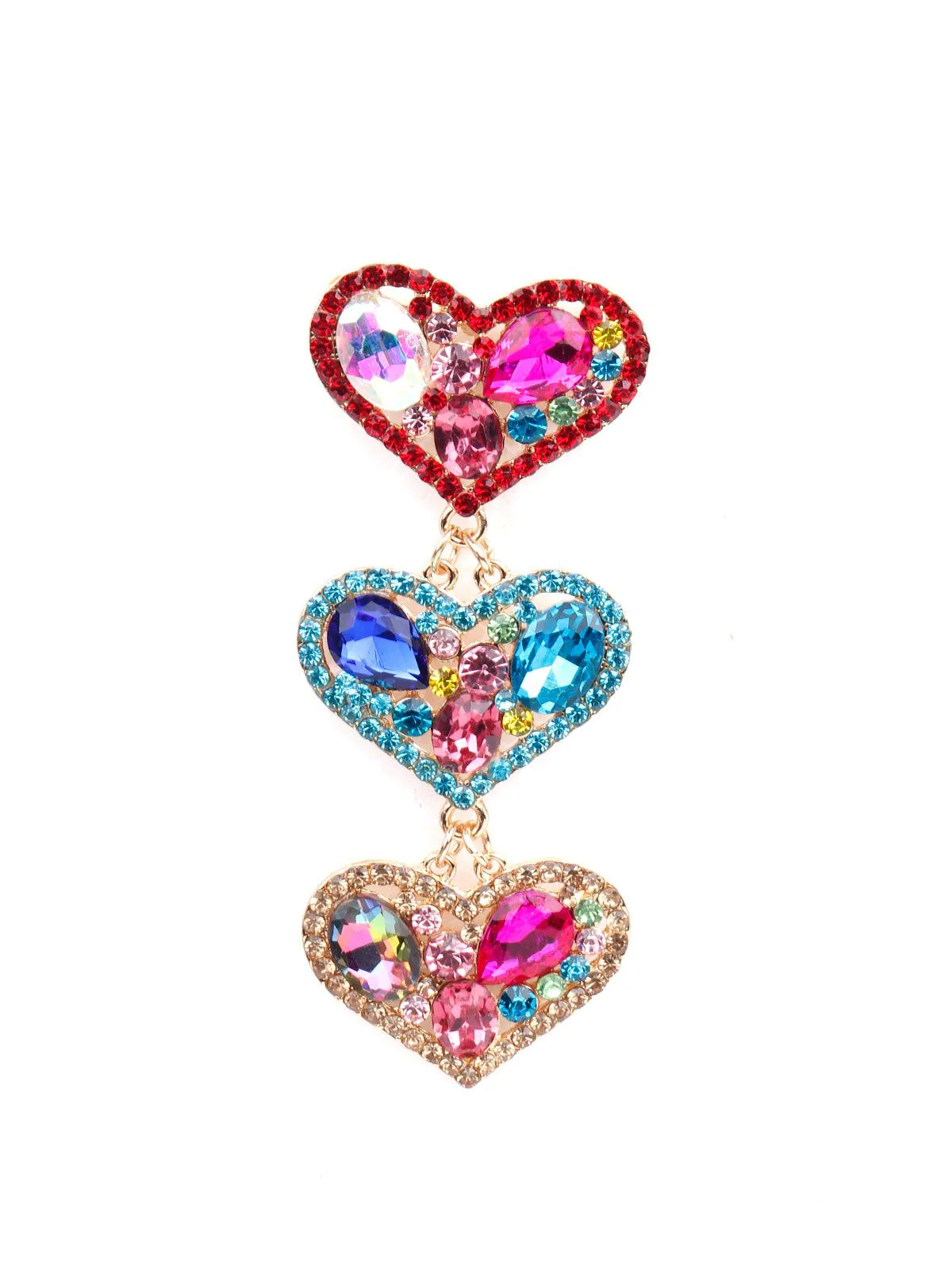 Odette Women Multicoloured Heart Metal Earrings - Image 6
