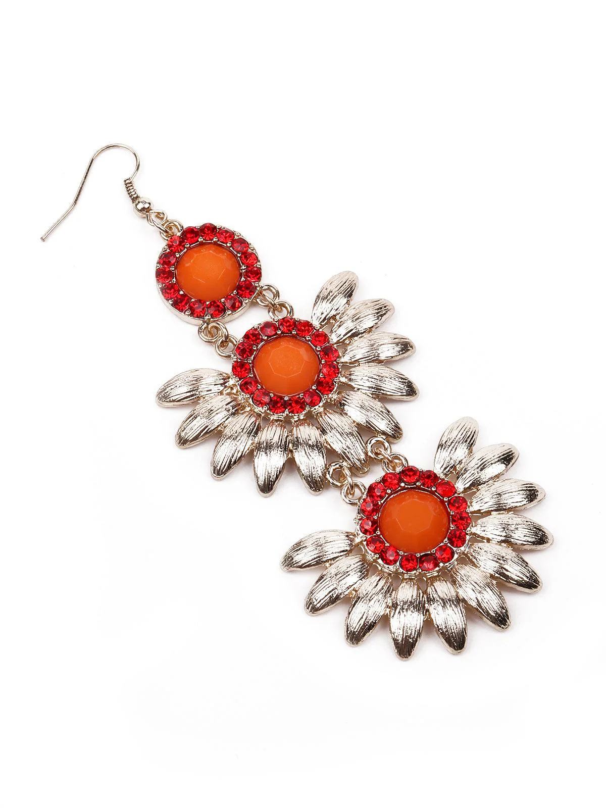Odette Women Orange Floral Earrings - Image 5