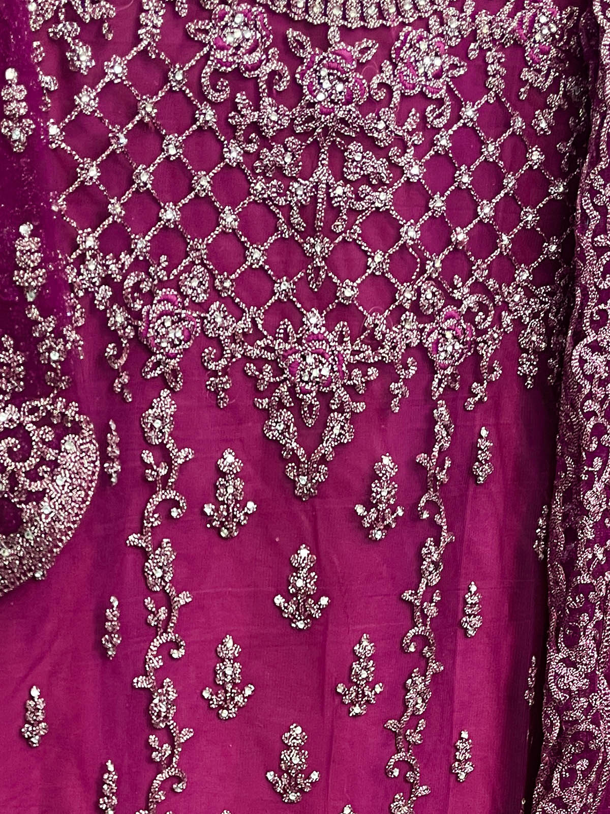 Odette Women Violet Embroidered Georgette Semi Stitched Palazo Suit - Image 3