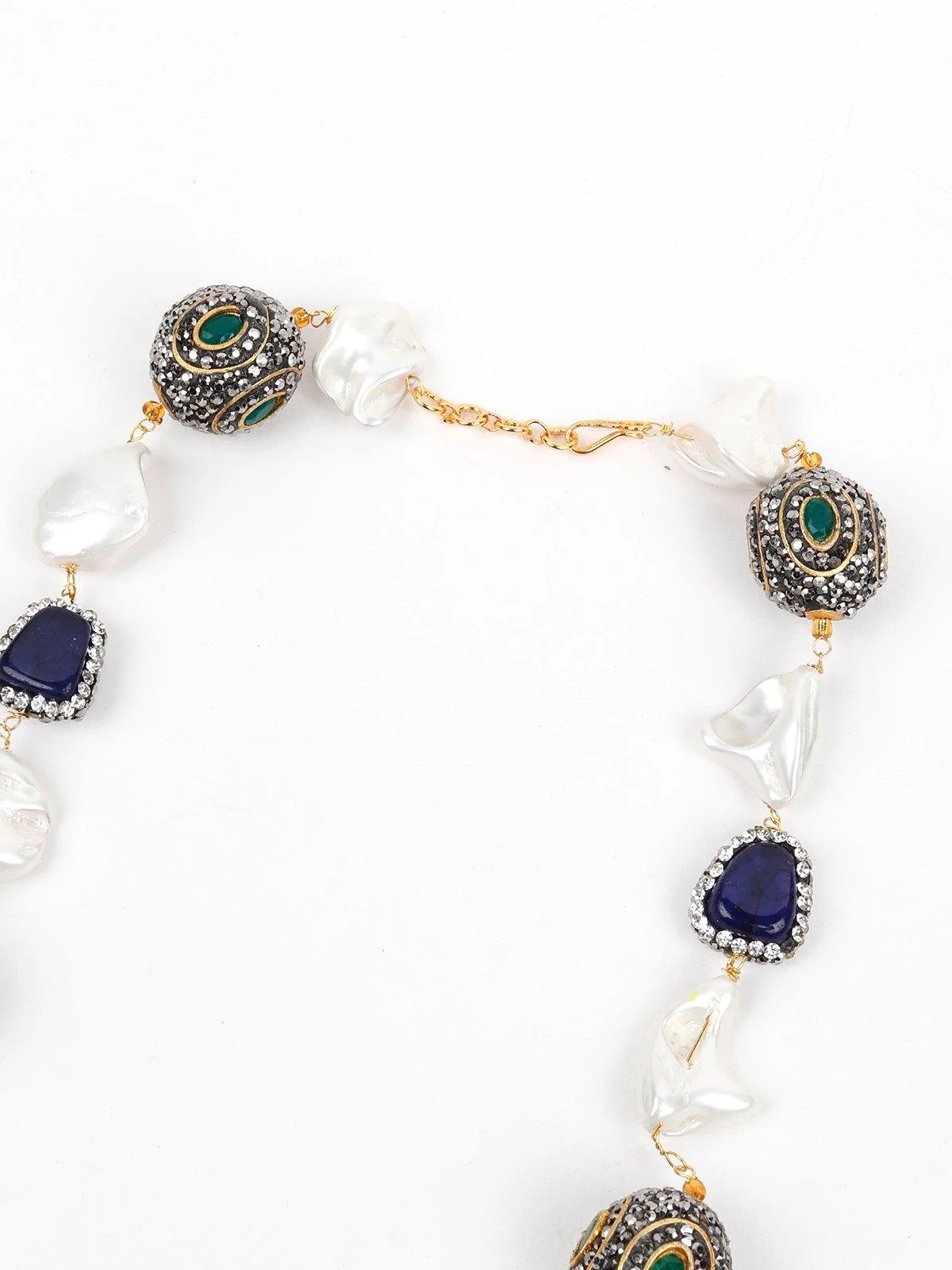 Odette Women White And Blue Pearls Necklace Set - Image 5
