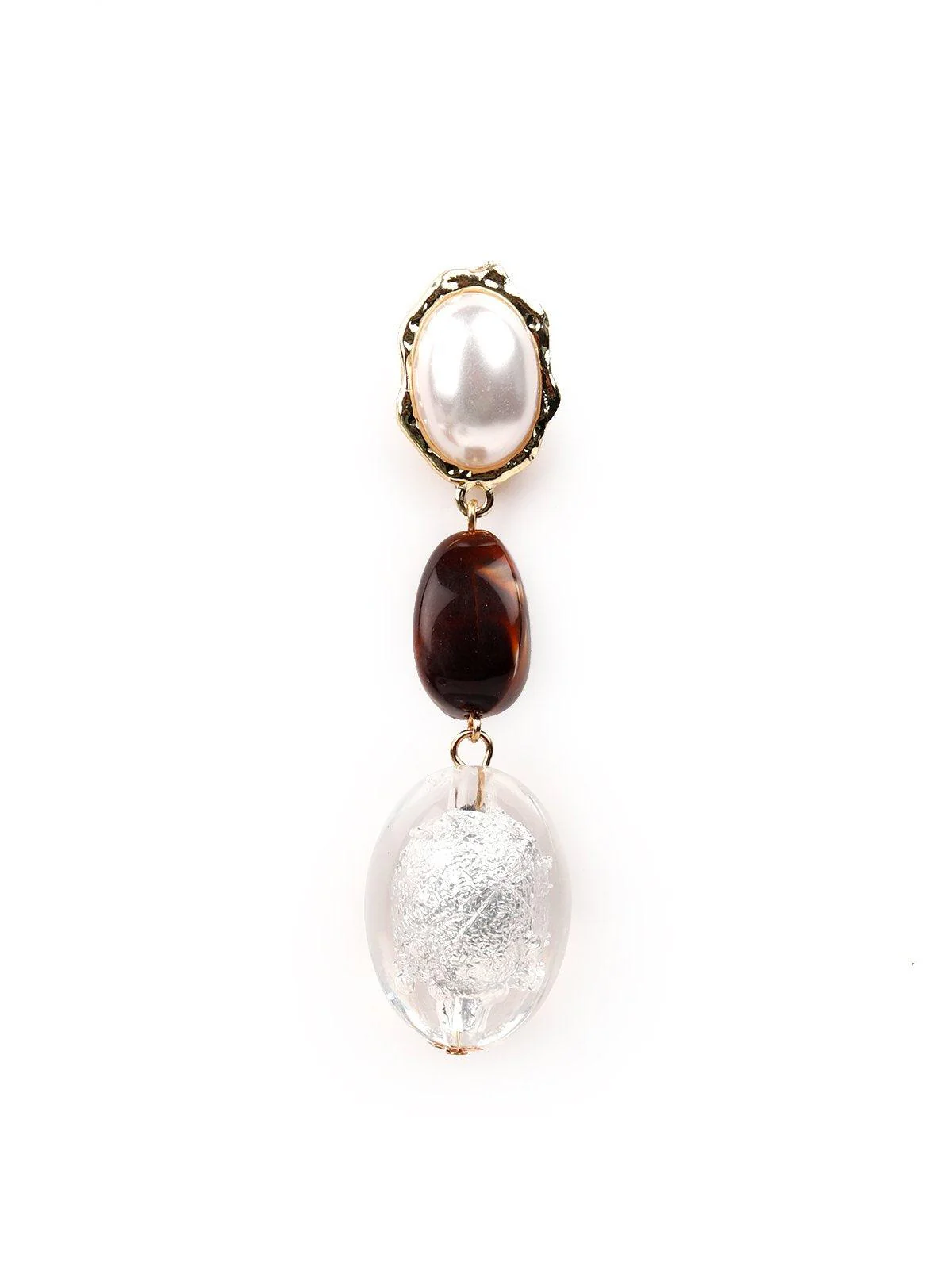 Odette Women White And Brown Silver Earrings - Image 4
