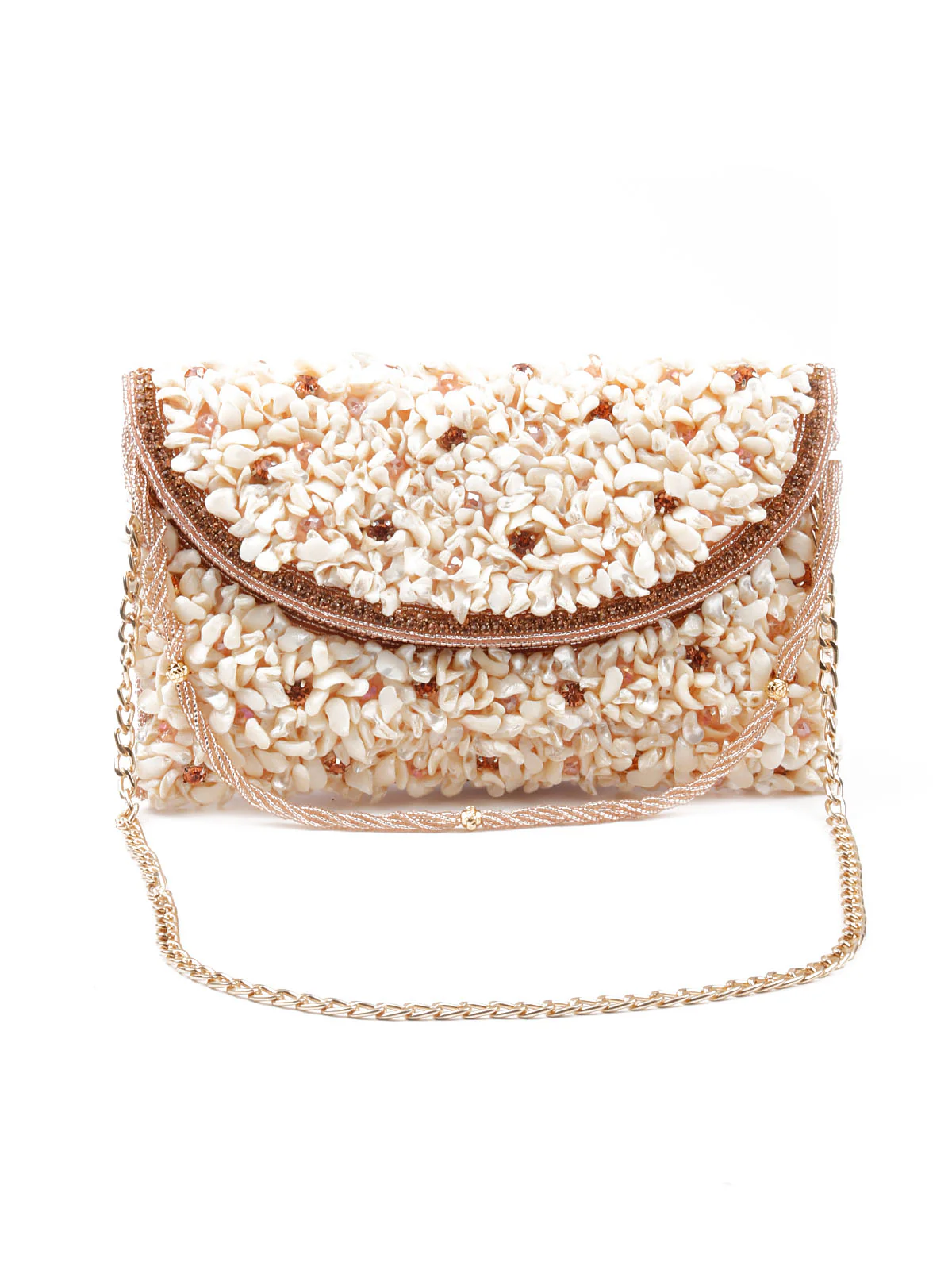 Odette Women White And Gold Embellished Clutch Bag - Image 3