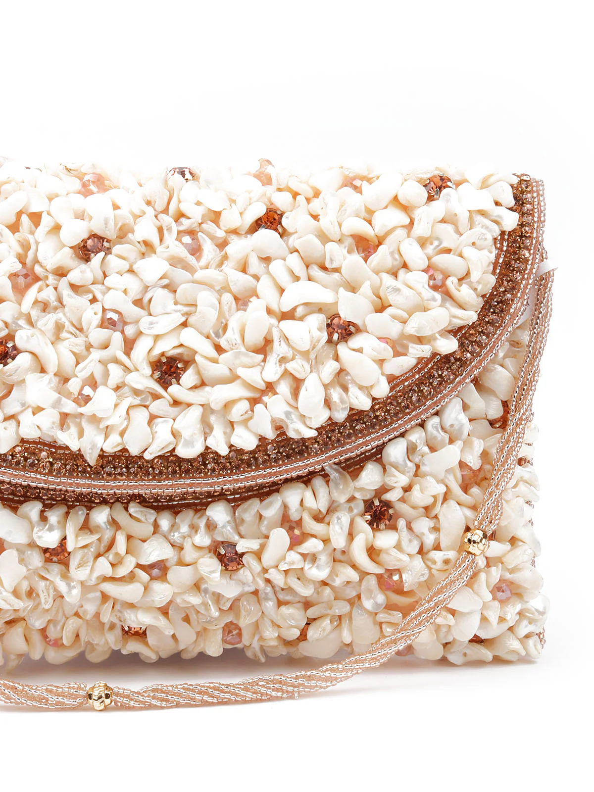 Odette Women White And Gold Embellished Clutch Bag - Image 6