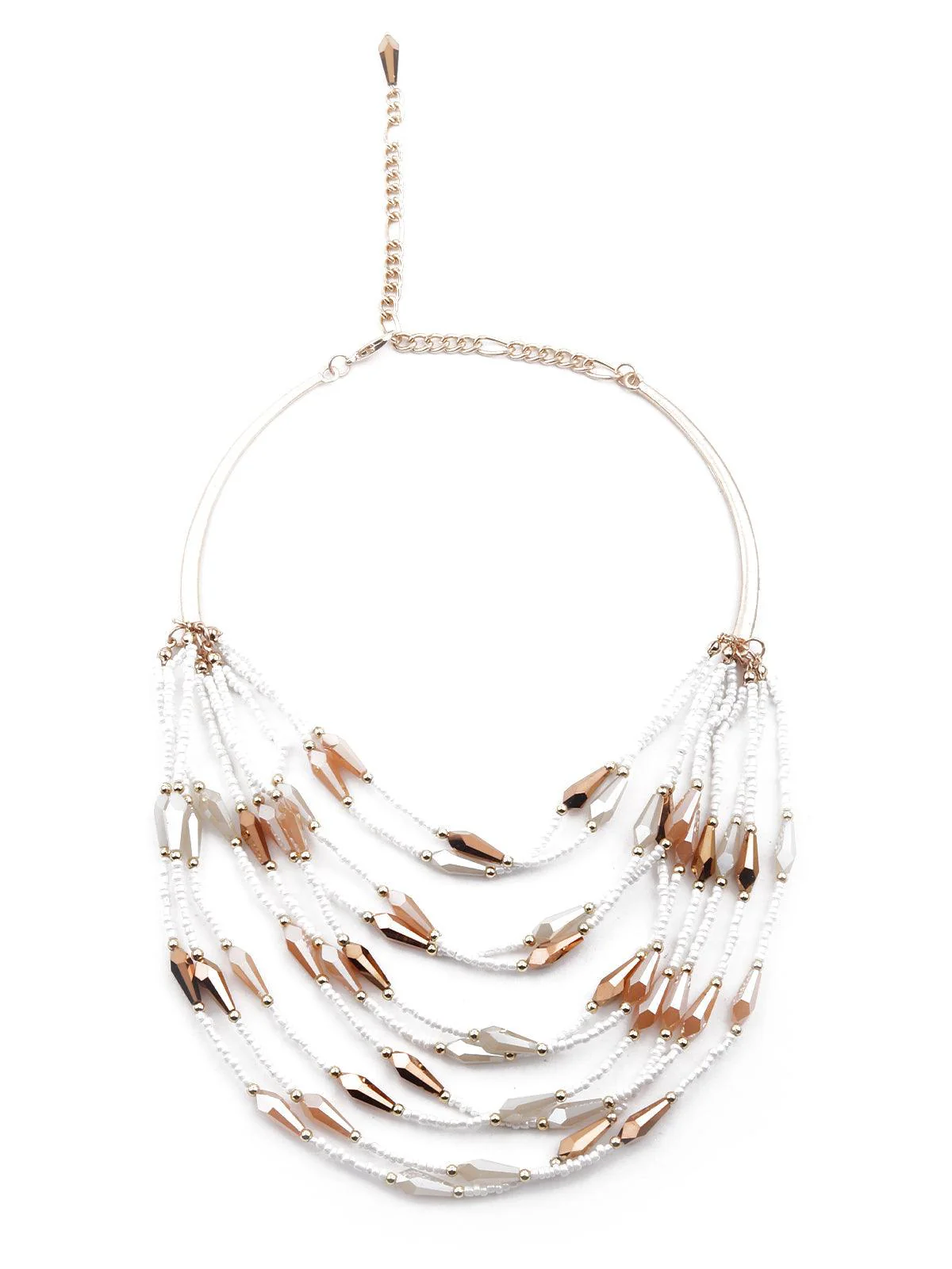 Odette Women White And Gold Layered Statement Necklace