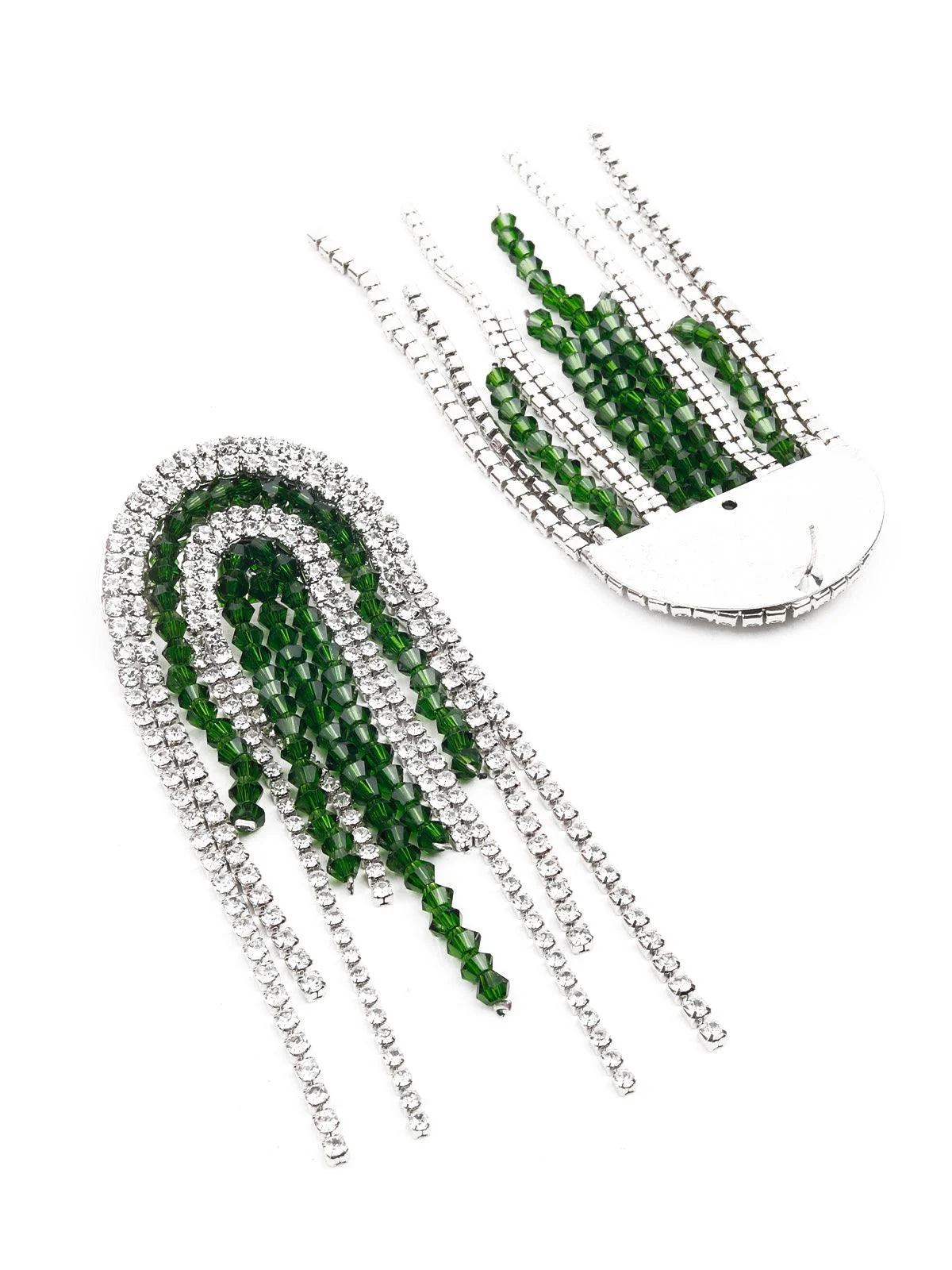 Odette Women White And Green Dangler Earrings - Image 3
