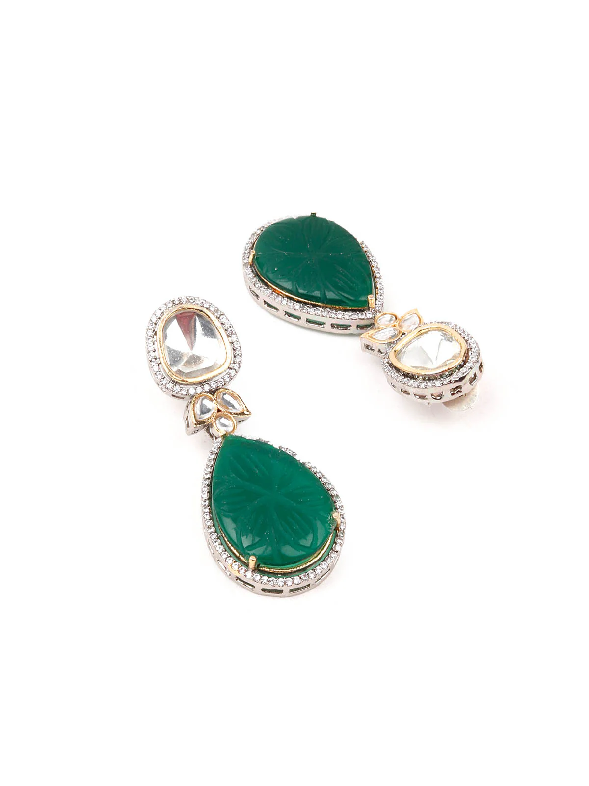 Odette Women White And Green Long Necklace Set - Image 6