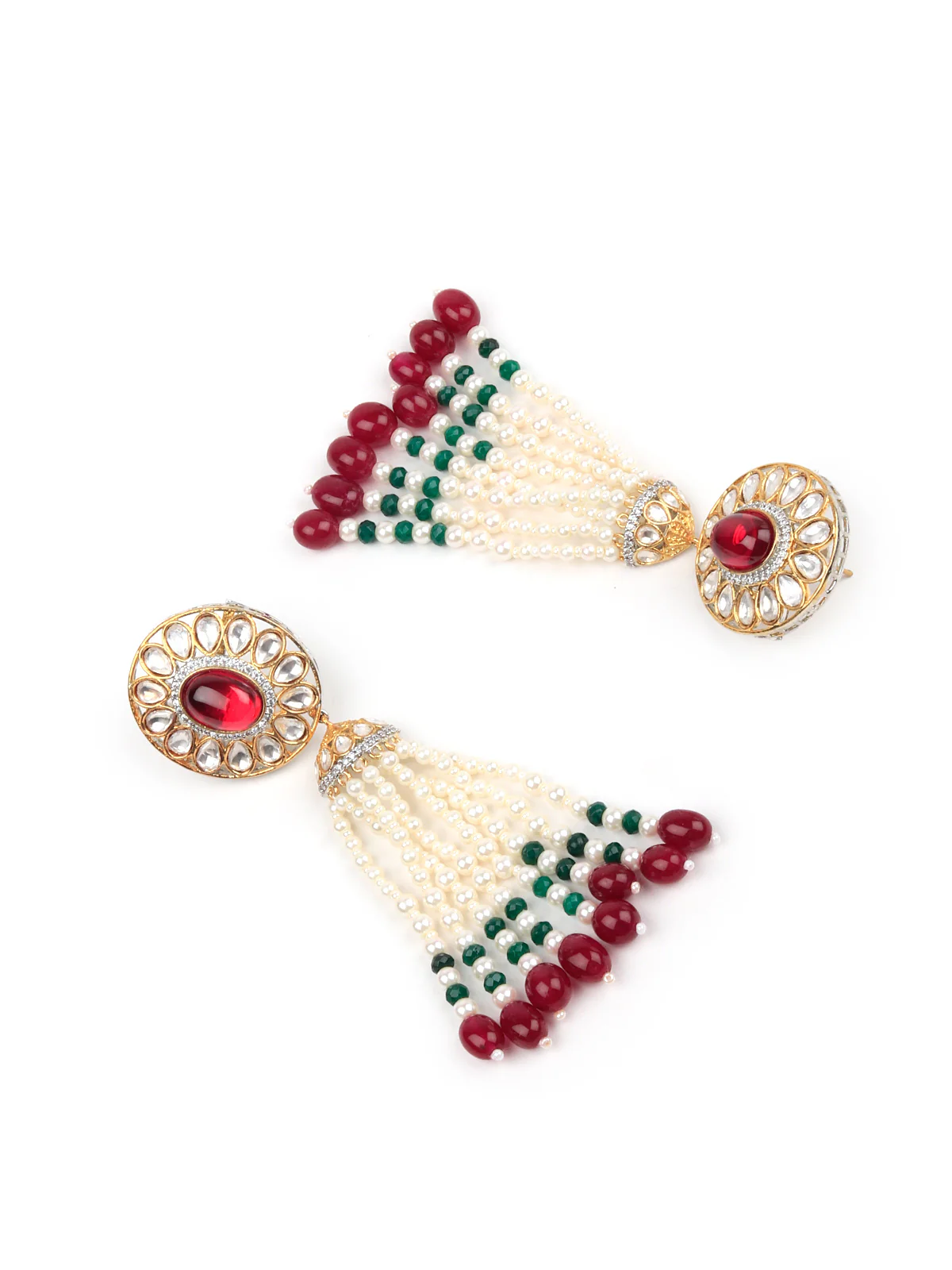 Odette Women White And Maroon Long Necklace Set - Image 6