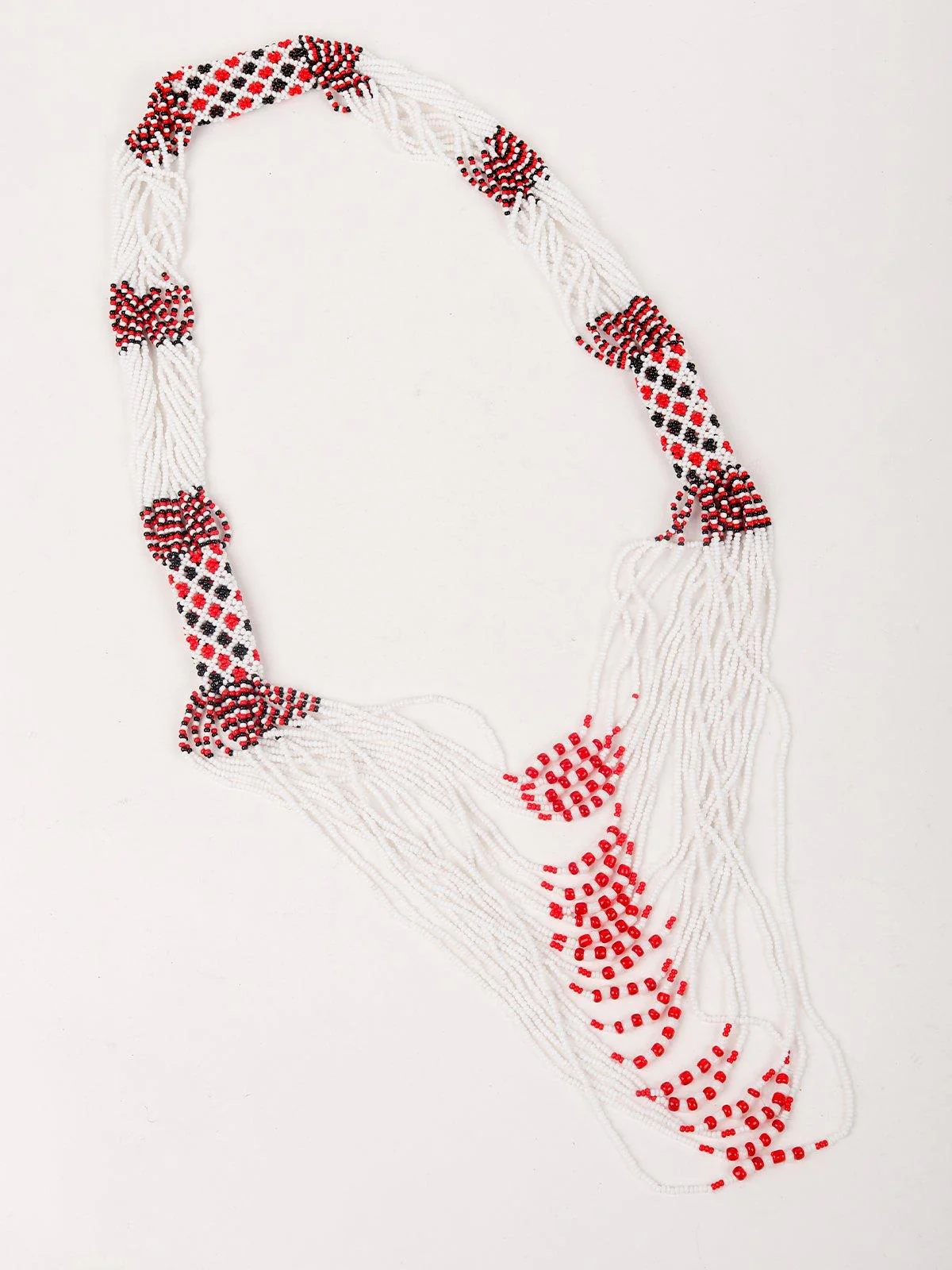 Odette Women White And Red Metal Necklace Set With Earrings - Image 4