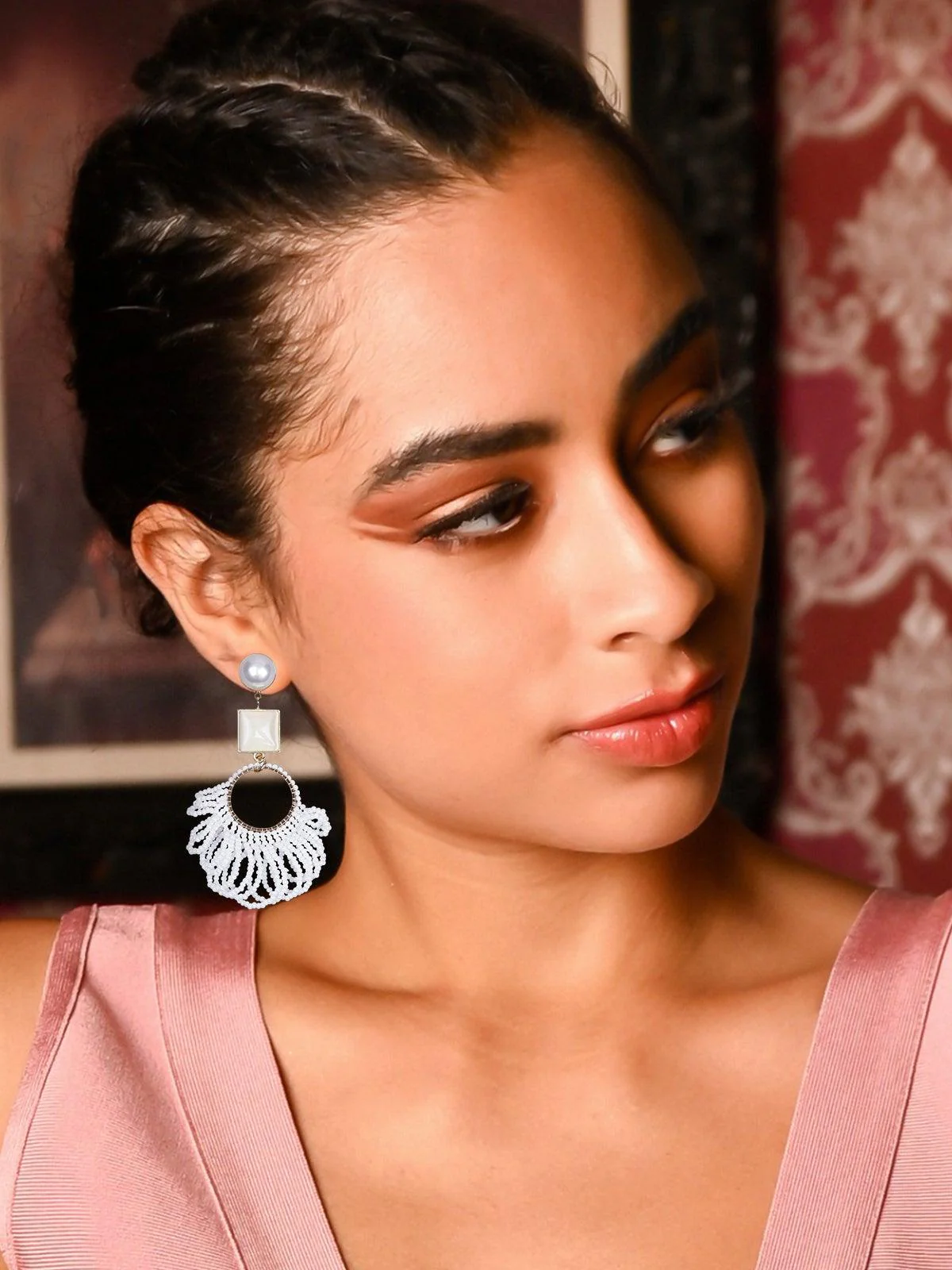 Odette Women White Metal Drop Earrings