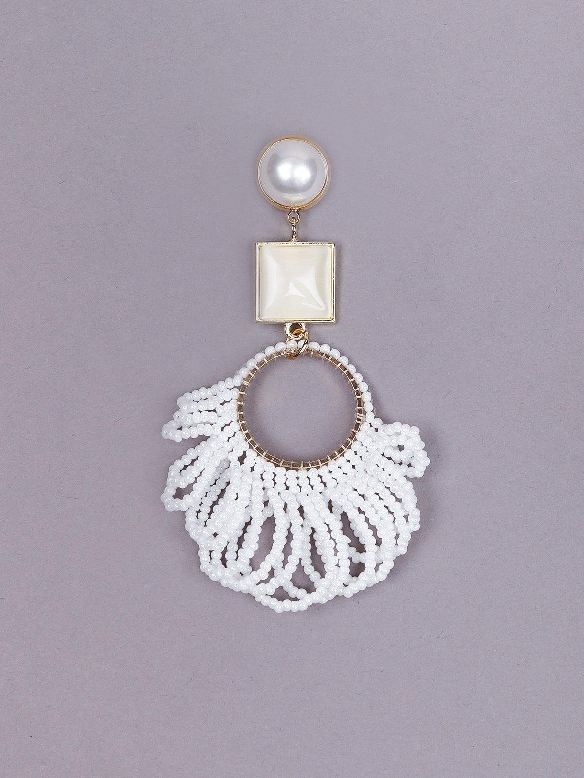 Odette Women White Metal Drop Earrings - Image 4
