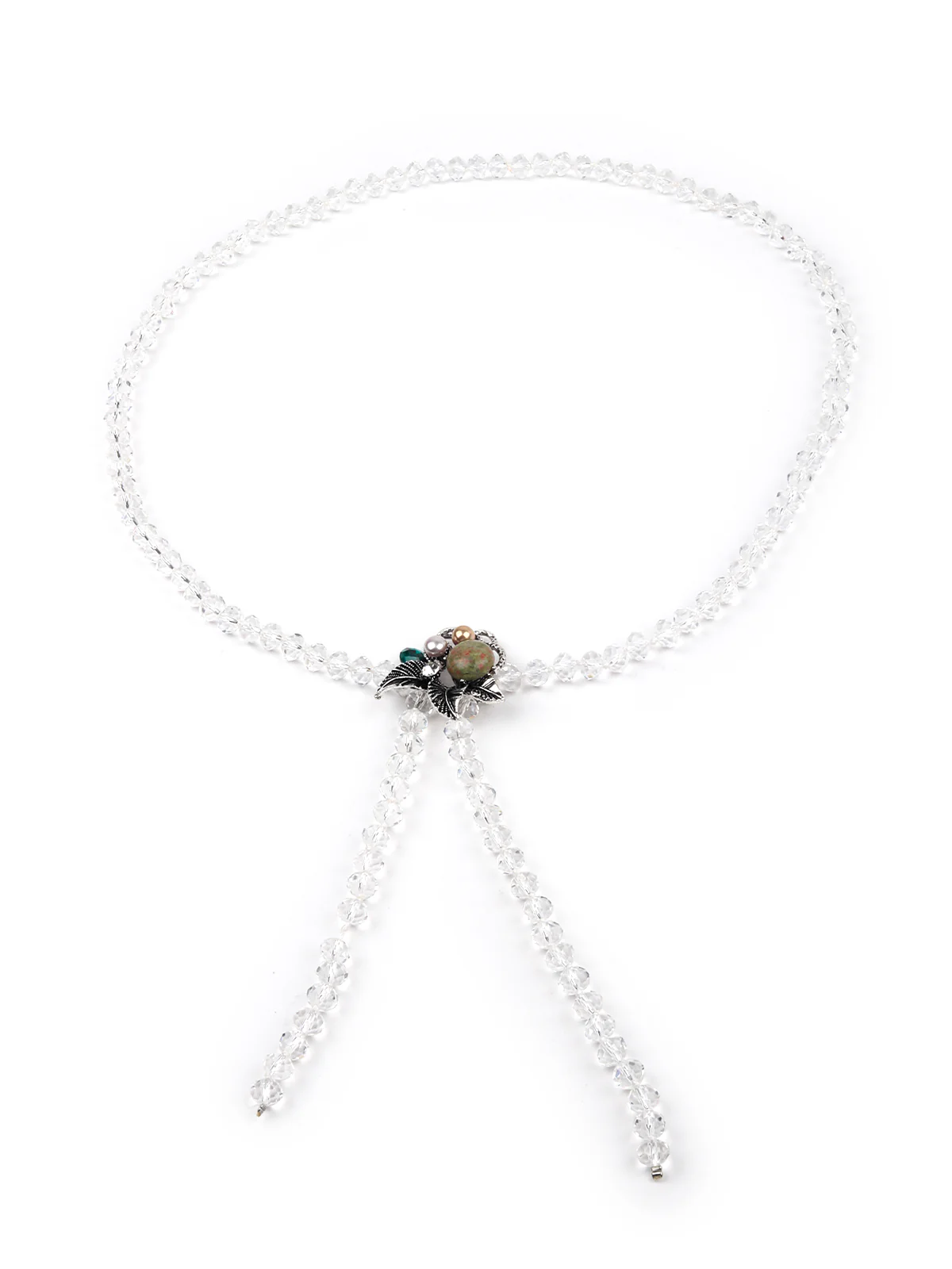 Odette Women White Beads And Brooch Party Belt - Image 3