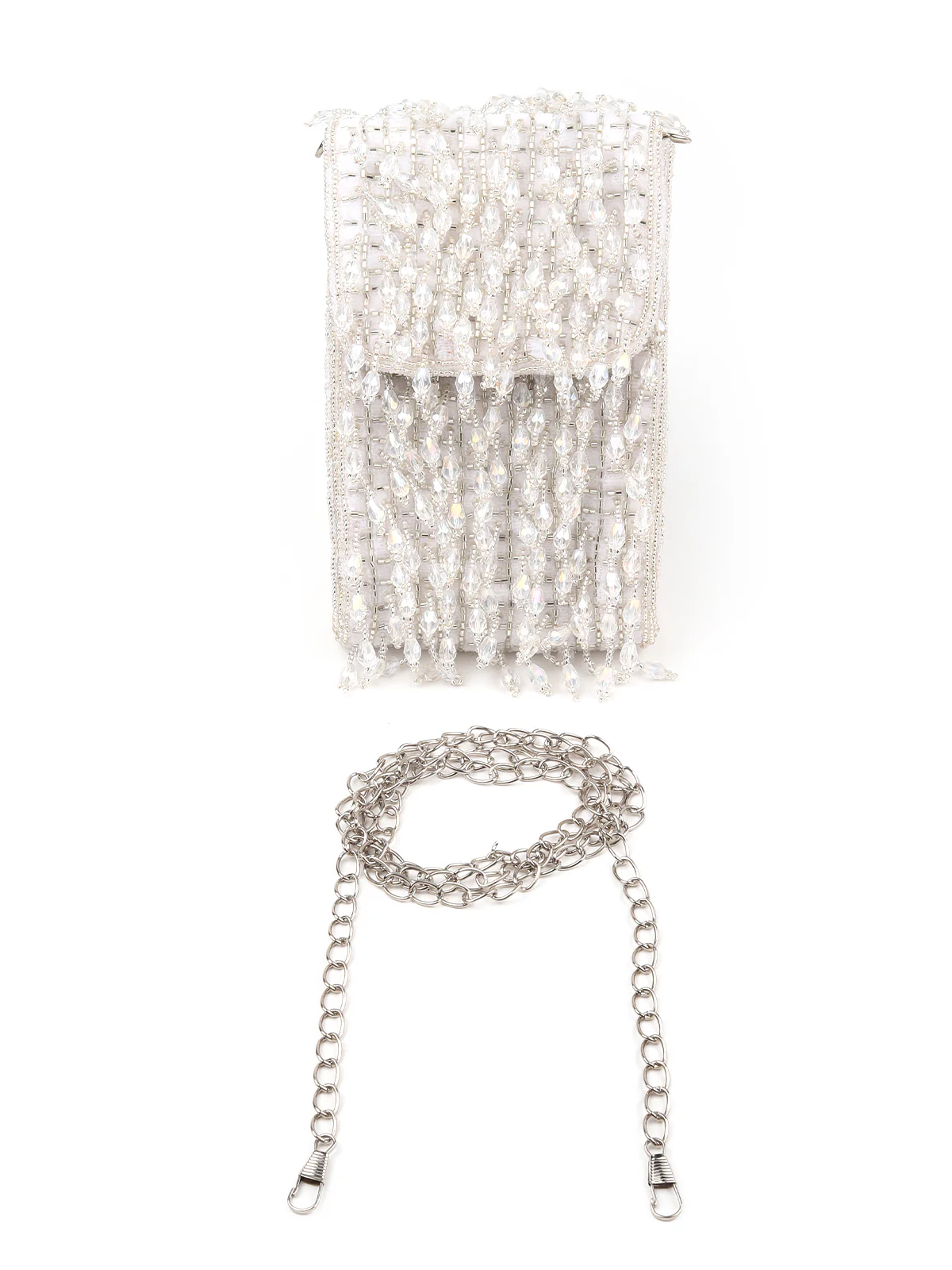 Odette Women White Beads Embellished Clutch - Image 3