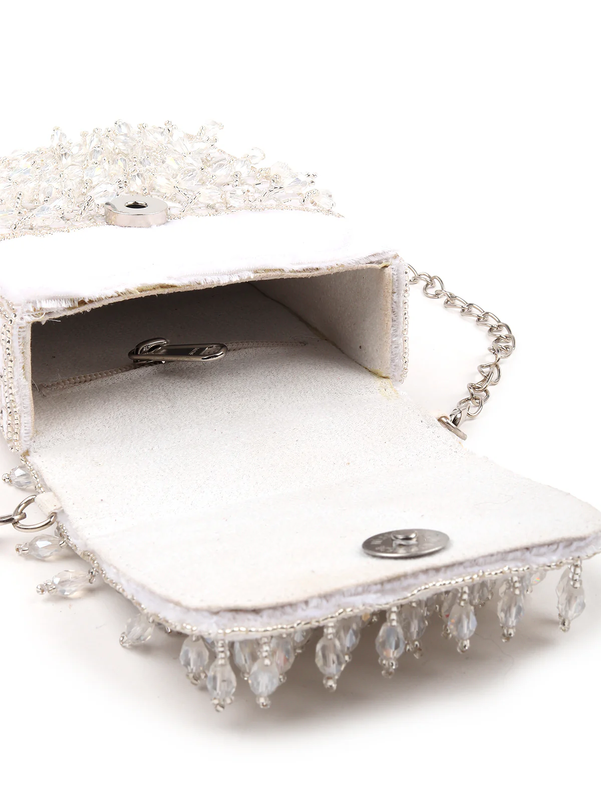 Odette Women White Beads Embellished Clutch - Image 7