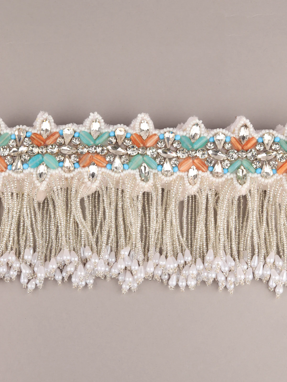 Odette Women White Beads Waist Belt - Image 3