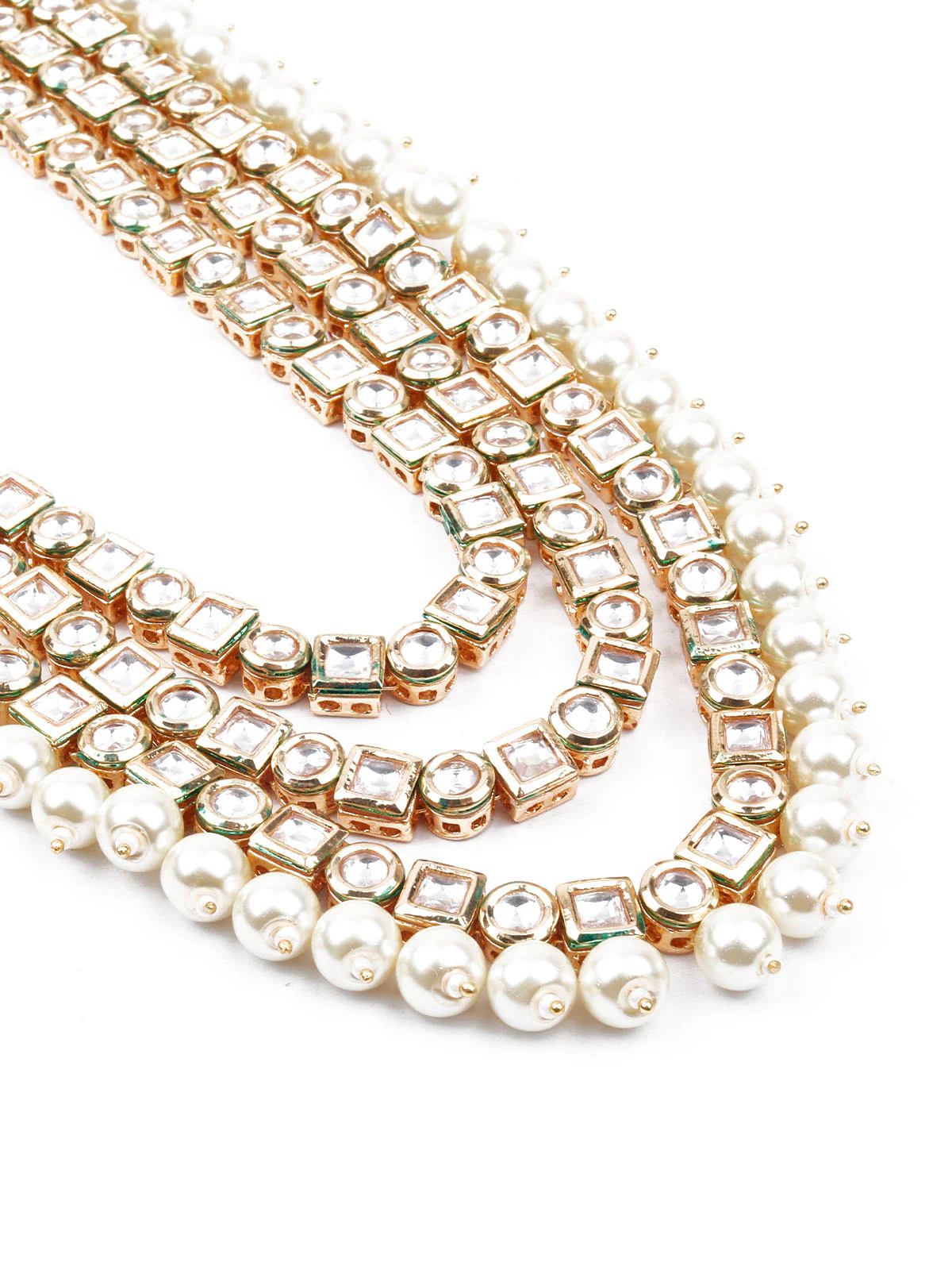 Odette Women White Bridal Double Sided Long Necklace Set - Image 5