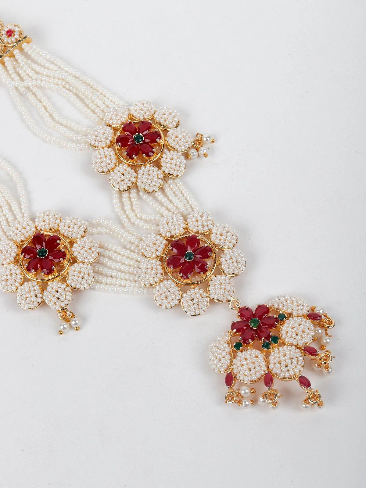 Odette Women White Pearls Necklace Set - Image 4