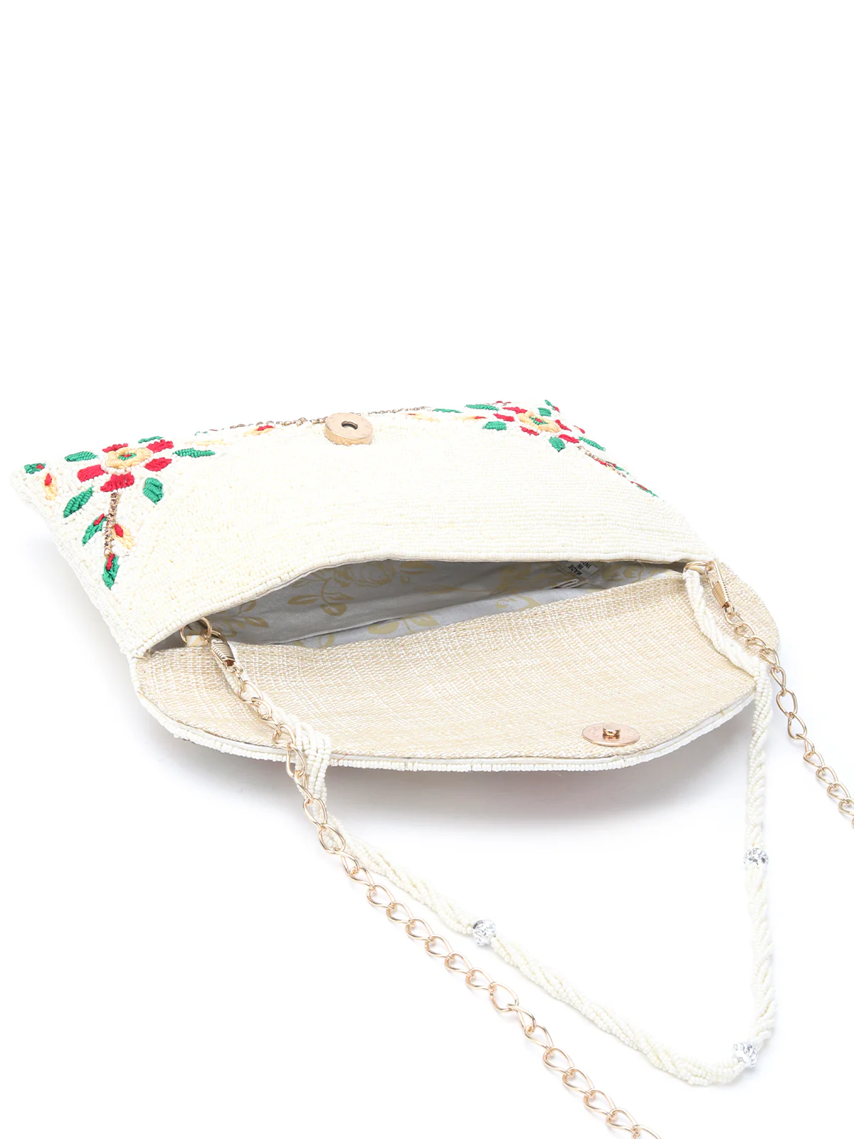 Odette White Fabric Clutch For Women - Image 6