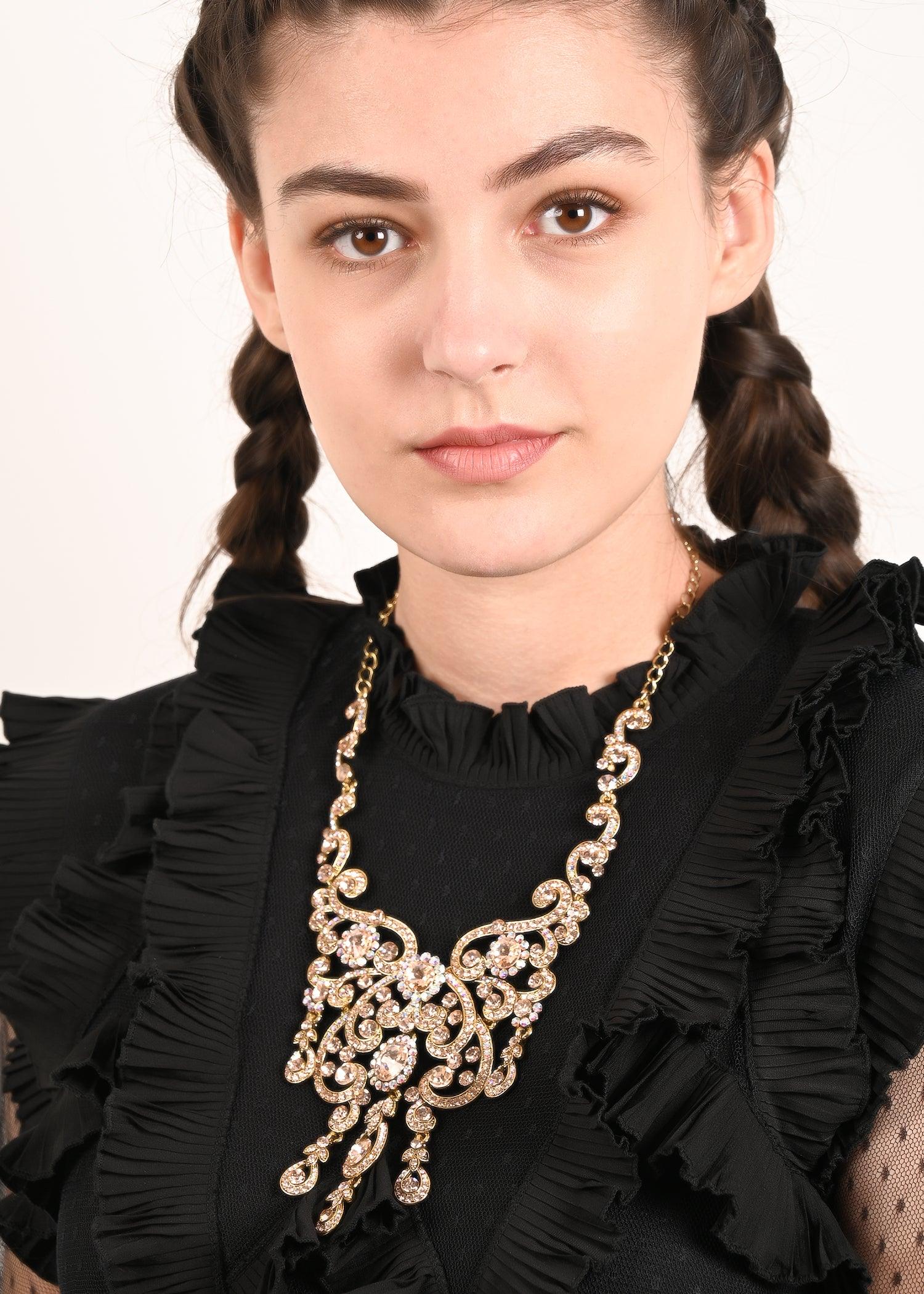 Odette Women White Crystal Necklace Set