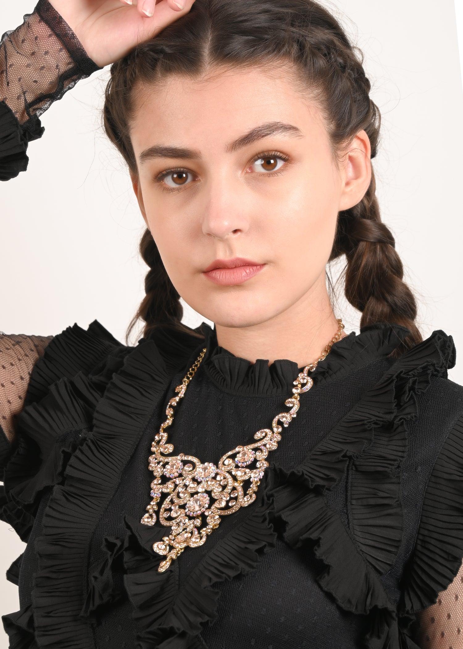 Odette Women White Crystal Necklace Set - Image 2