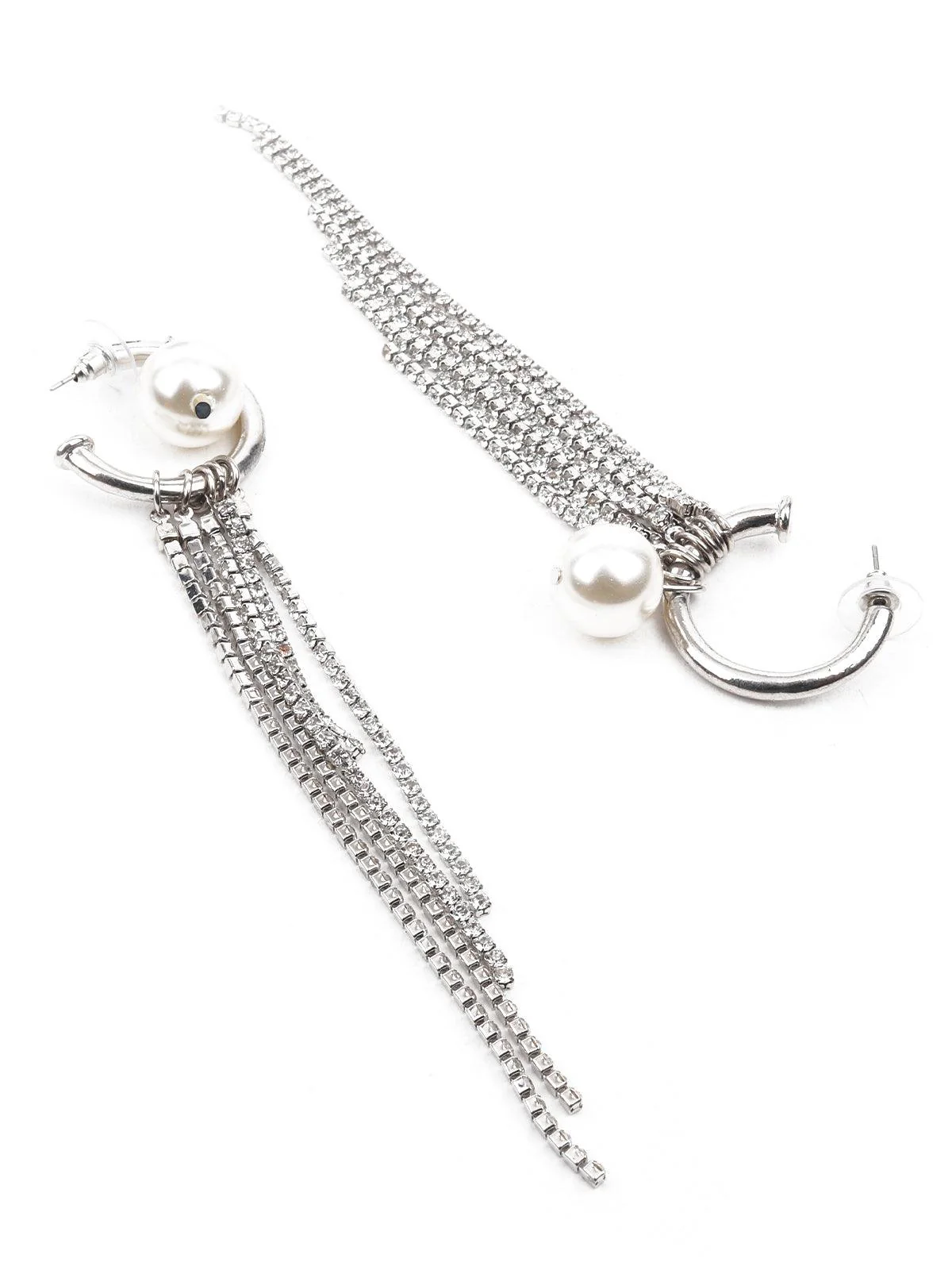 Odette Women White Dangler Earrings - Image 3