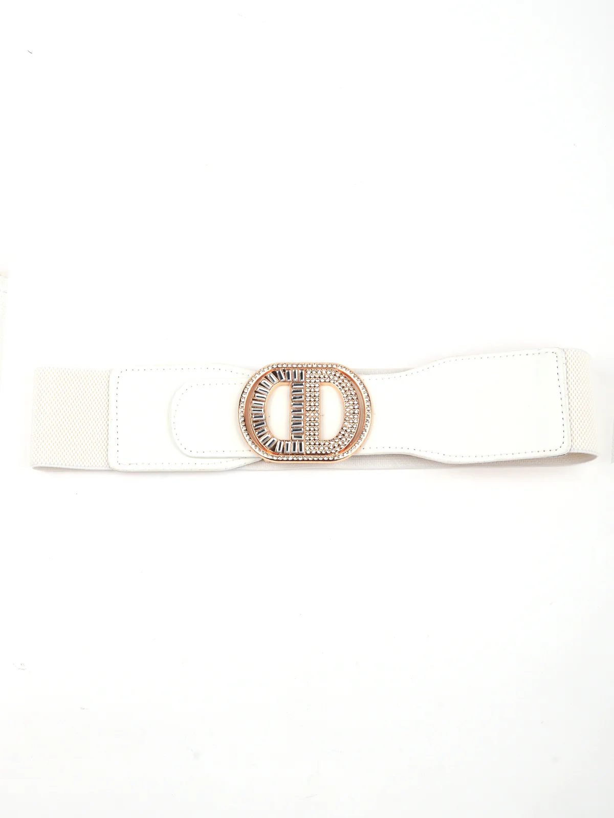 Odette Women White Elastane & Faux Leather Belt - Image 3