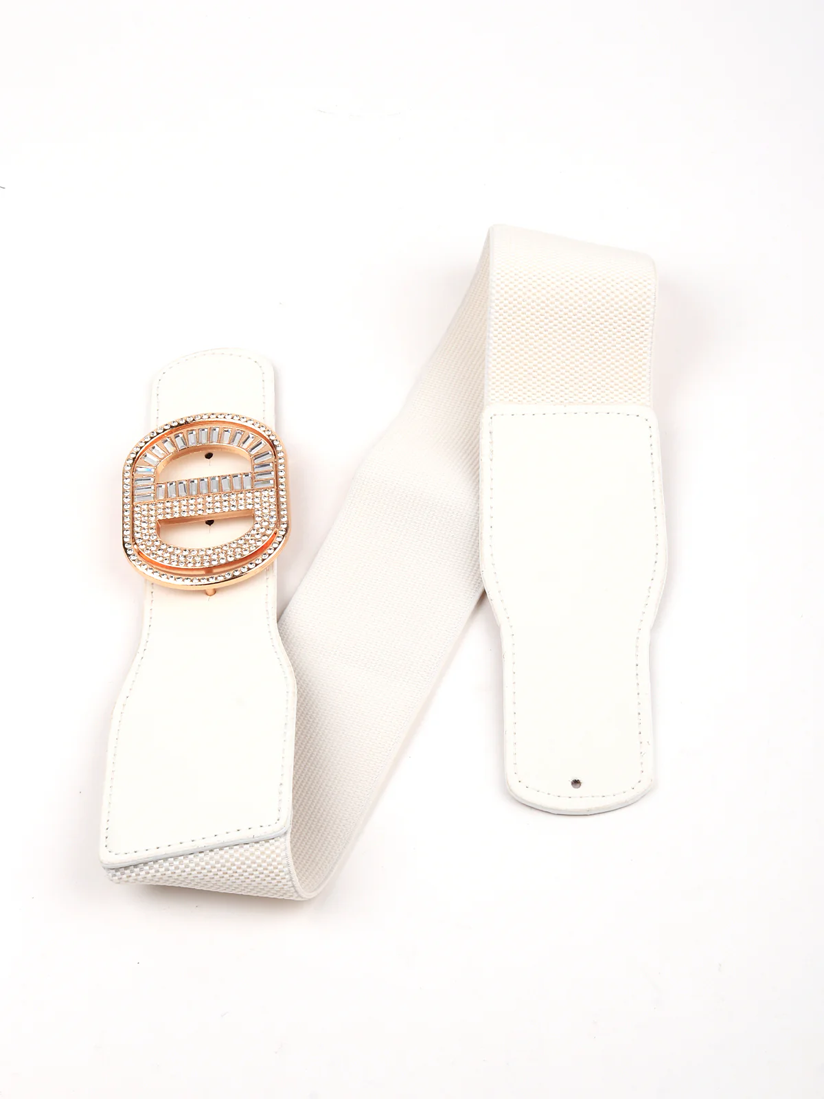 Odette Women White Elastane & Faux Leather Belt - Image 4