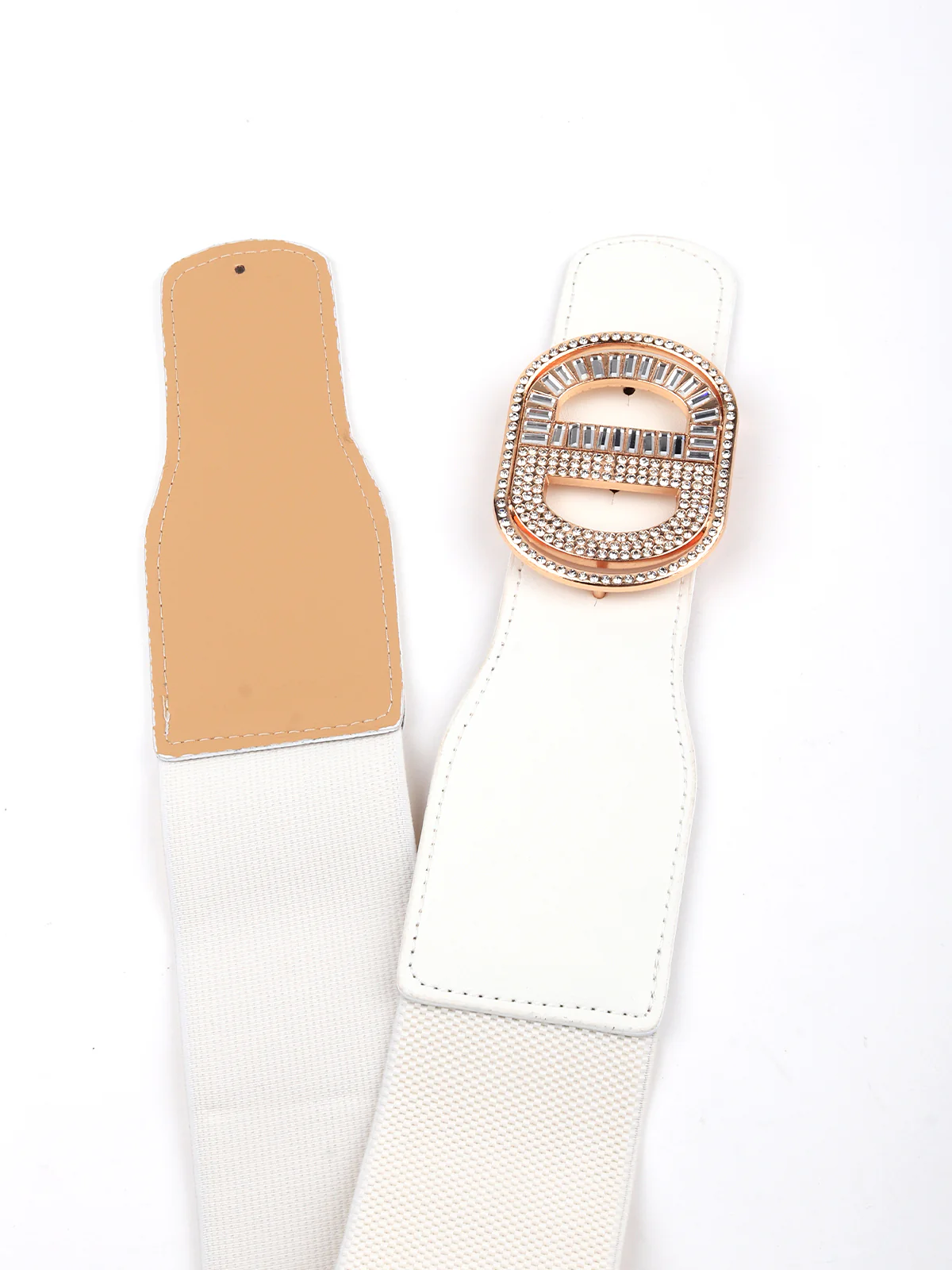 Odette Women White Elastane & Faux Leather Belt - Image 5