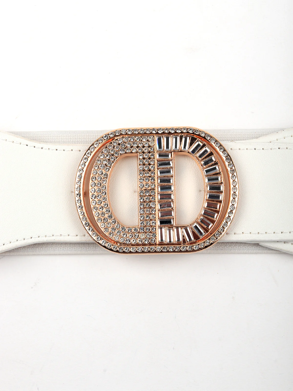 Odette Women White Elastane & Faux Leather Belt - Image 6