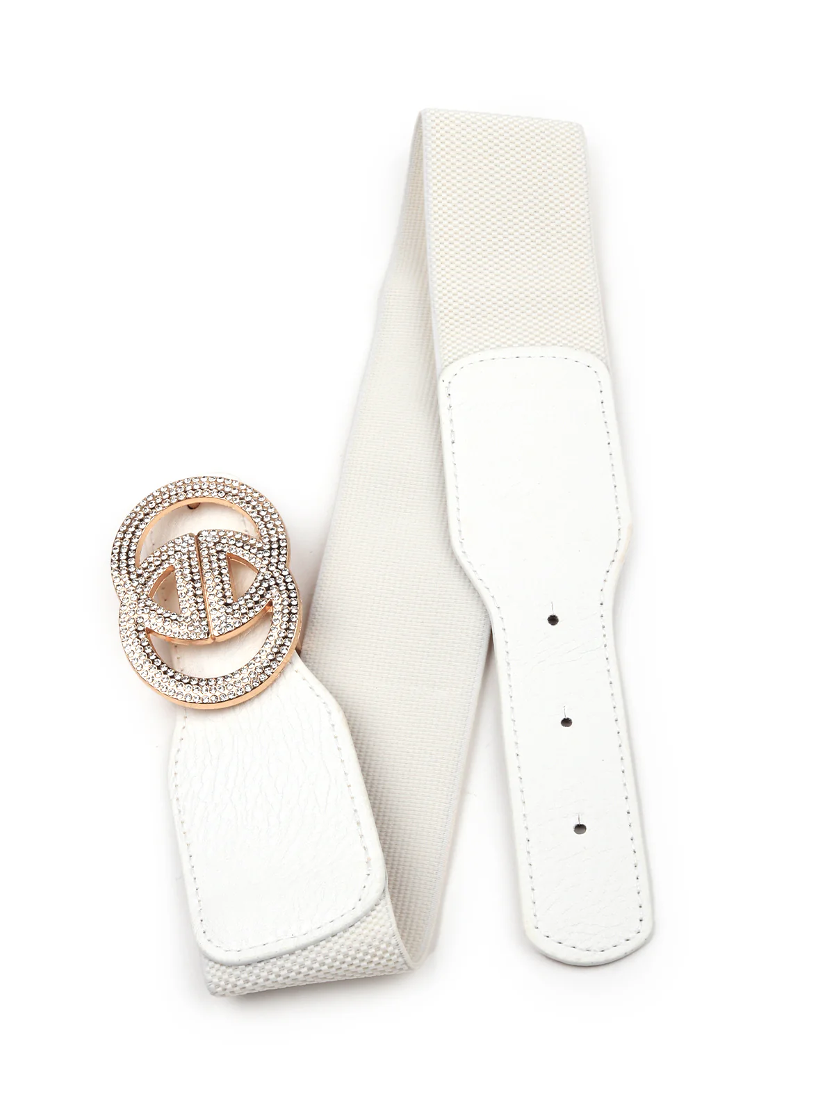 Odette Women White Elastane & Faux Leather Broad Belt - Image 4