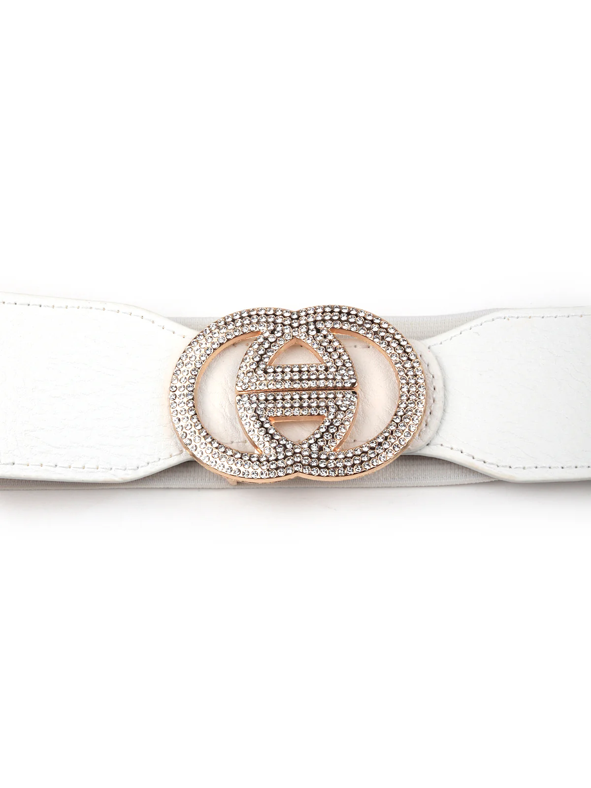 Odette Women White Elastane & Faux Leather Broad Belt - Image 6
