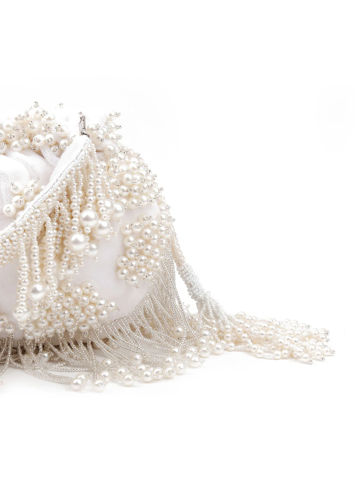 Odette Women White Embellished Potli Bag - Image 6